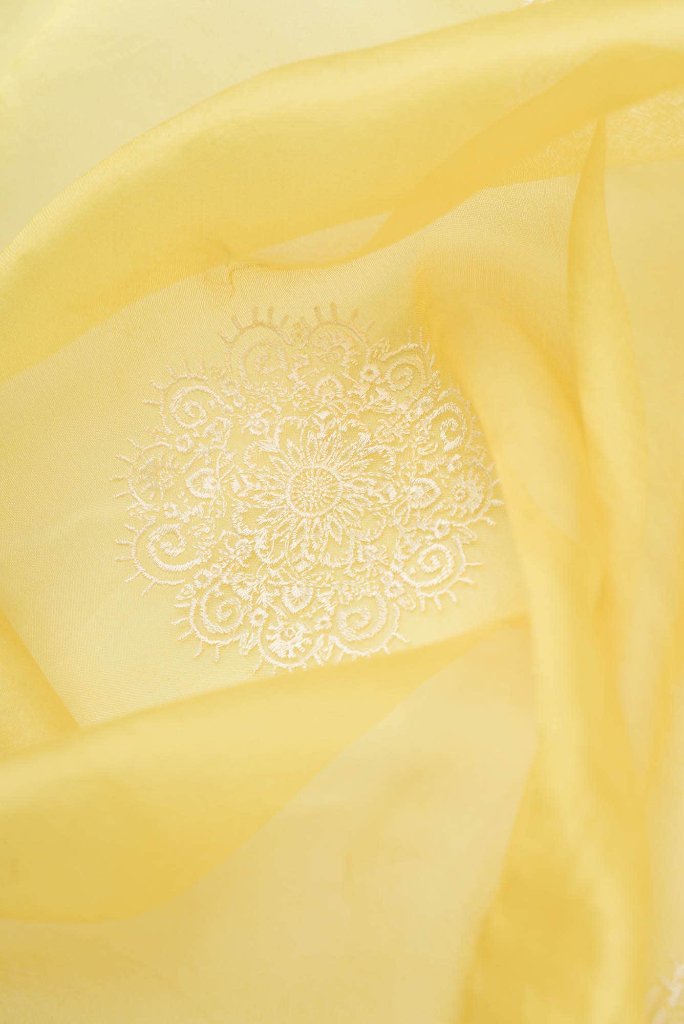 Garden of Eden Yellow floral design saree from Embroidered Romance Collection by Nalli - Image 7