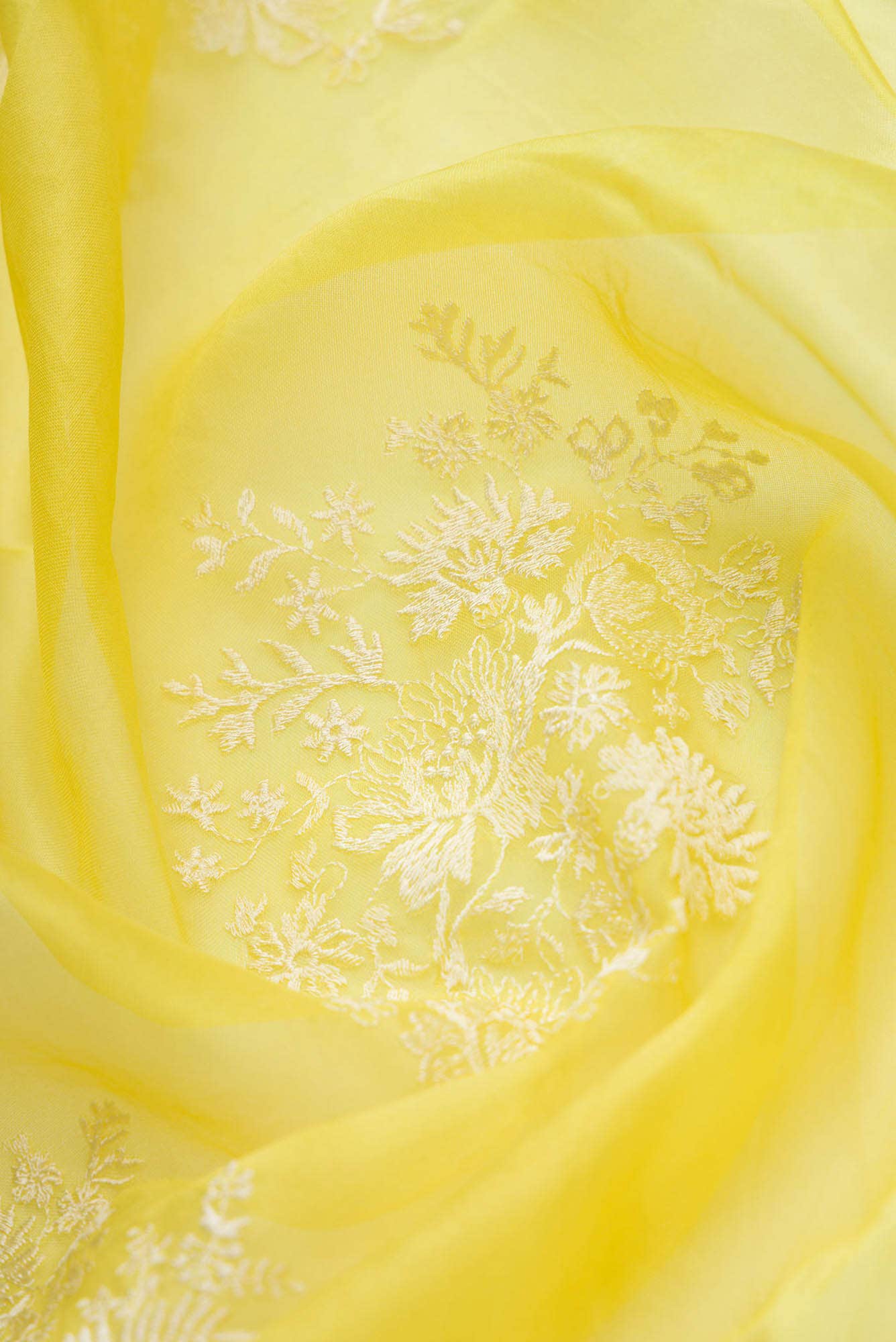 Minerva Yellow floral design saree from Embroidered Romance Collection by Nalli - Image 3