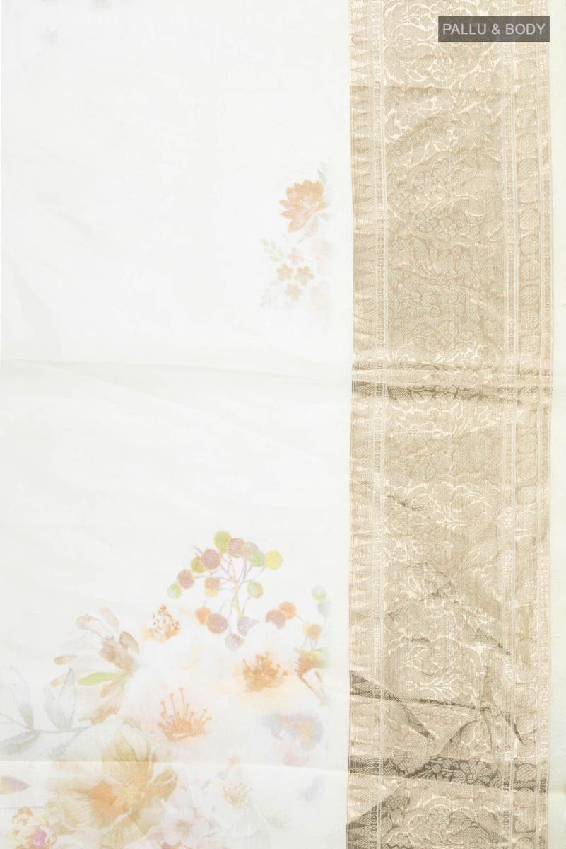 Lemon Yellow Pure Organza Silk Saree - Image 3