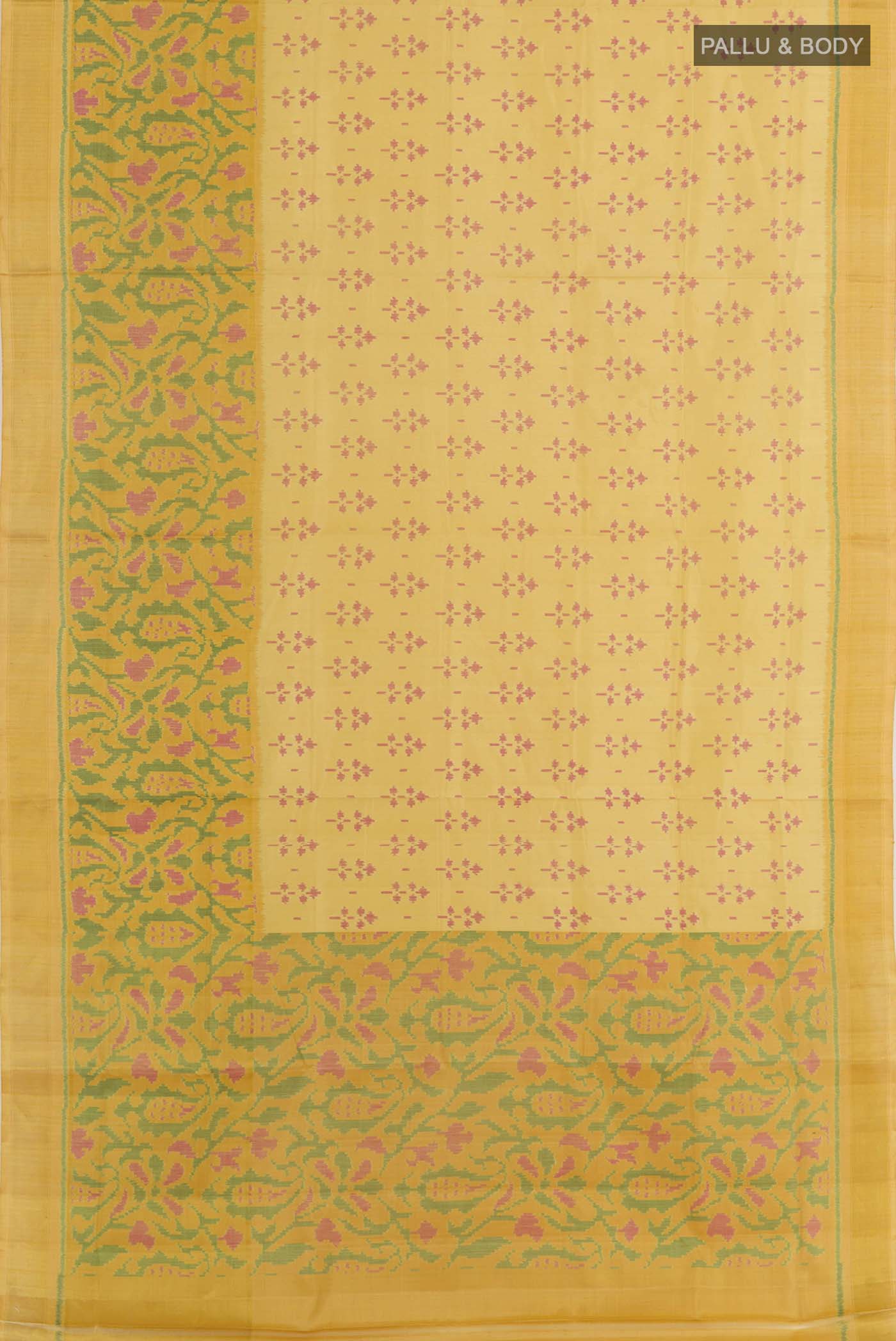 Lemon Yellow Rajkot Patola Silk Saree - Image 3