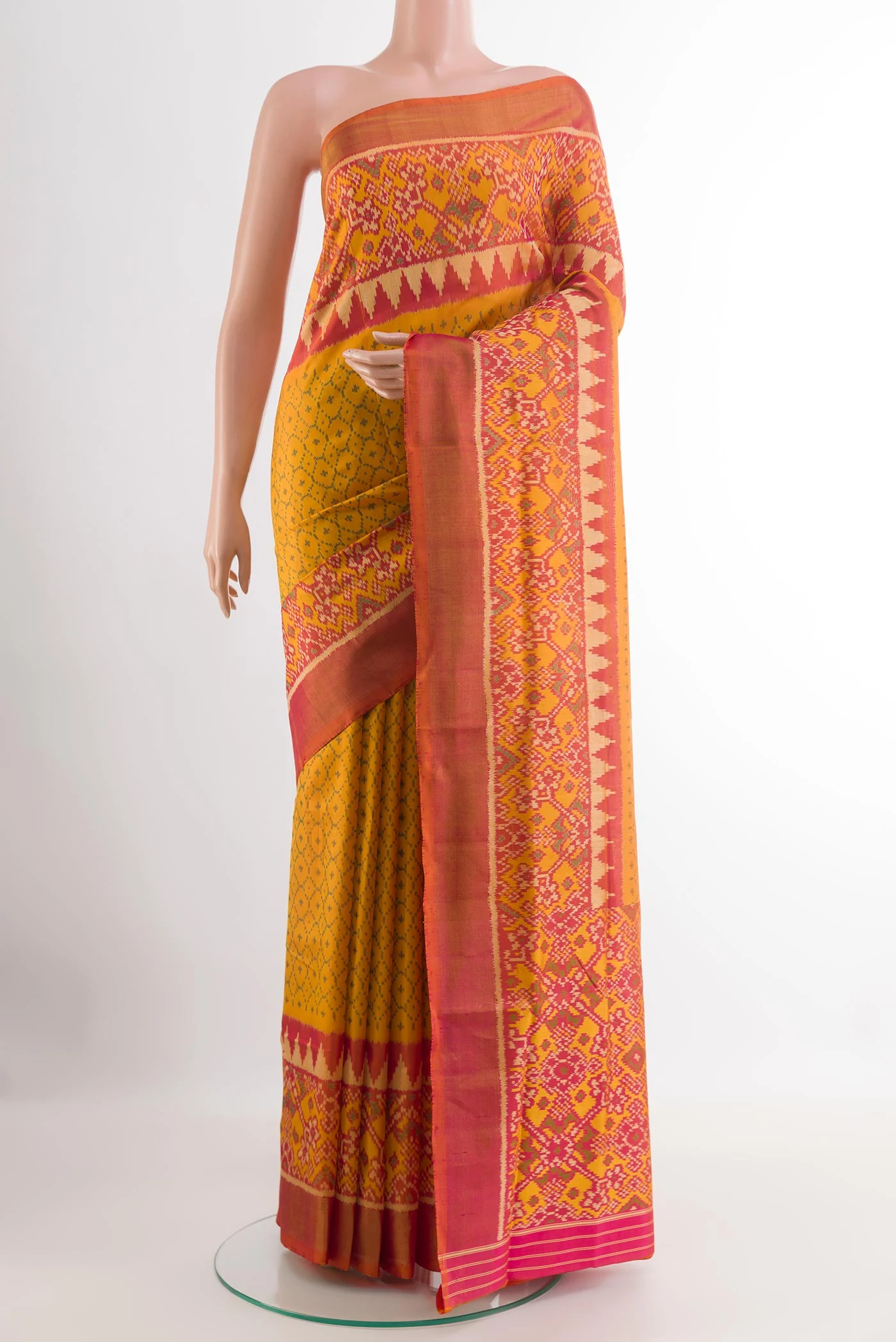 Yellow Rajkot Patola Silk Saree