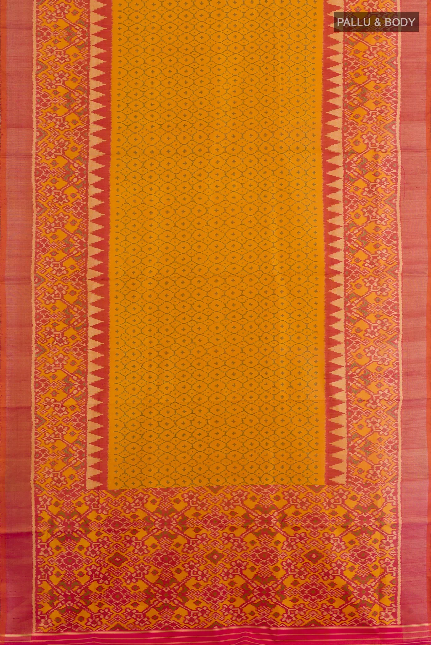 Yellow Rajkot Patola Silk Saree - Image 3