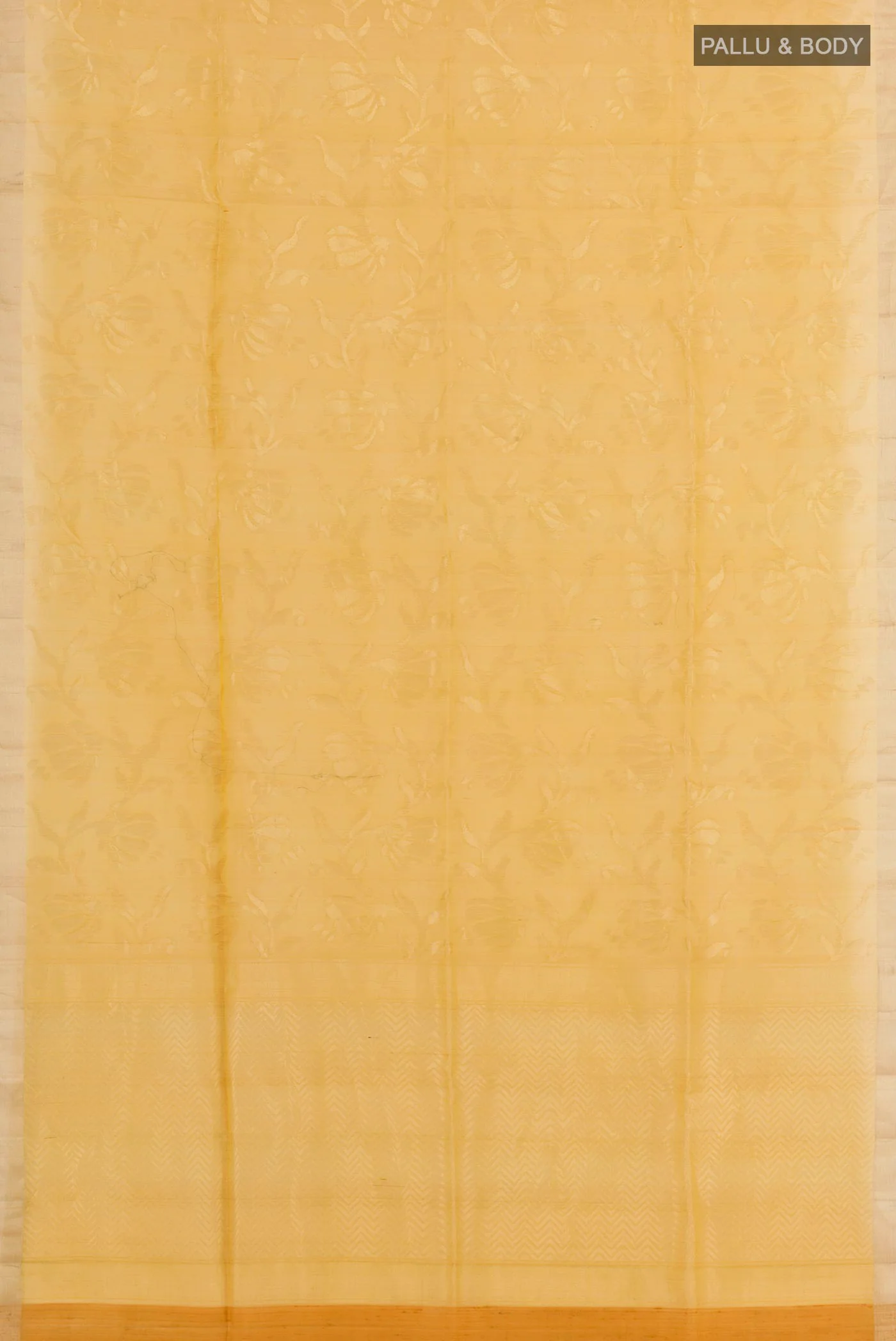 Yellow Raw Silk Saree - Image 3
