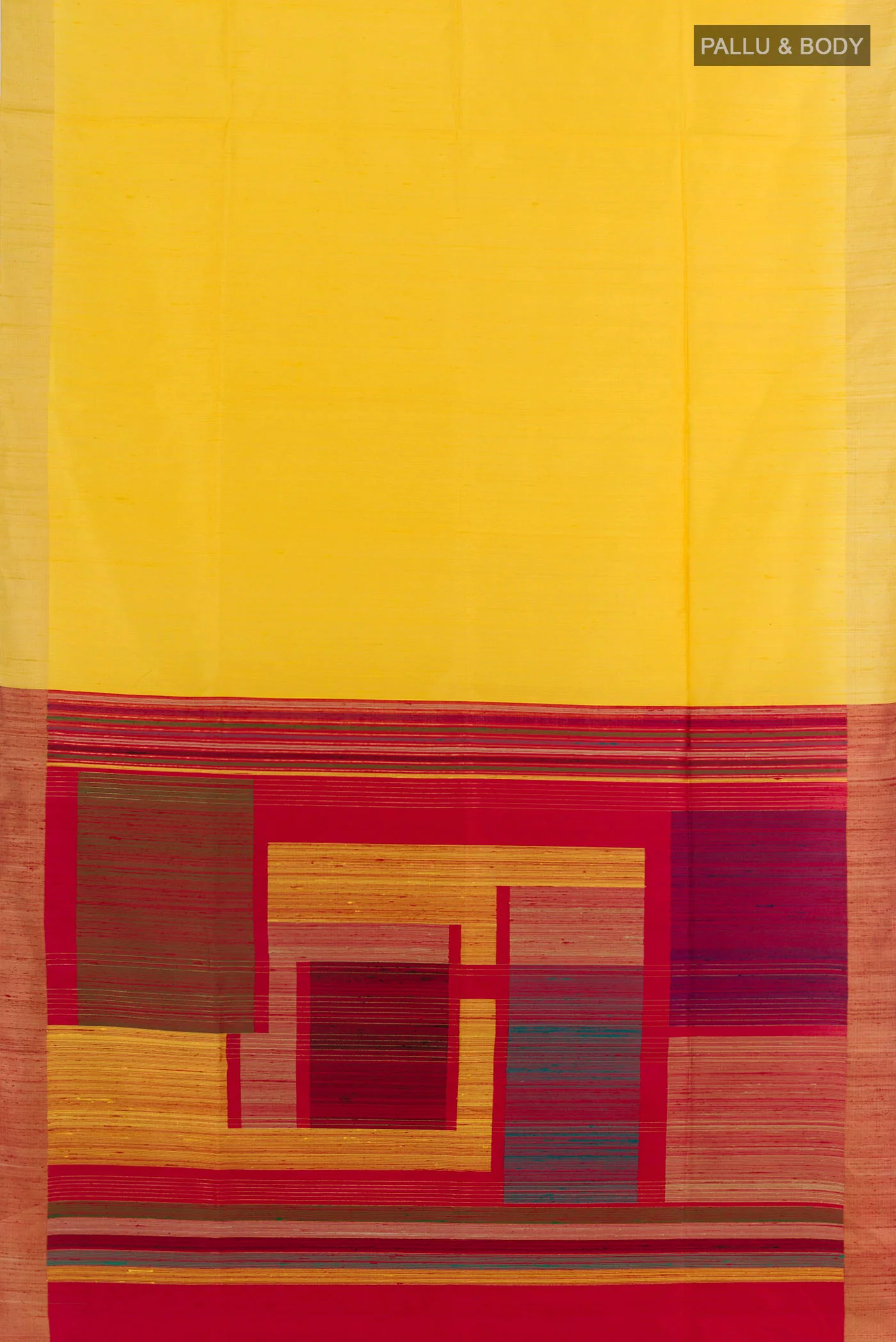 Yellow Raw Silk Saree - Image 3