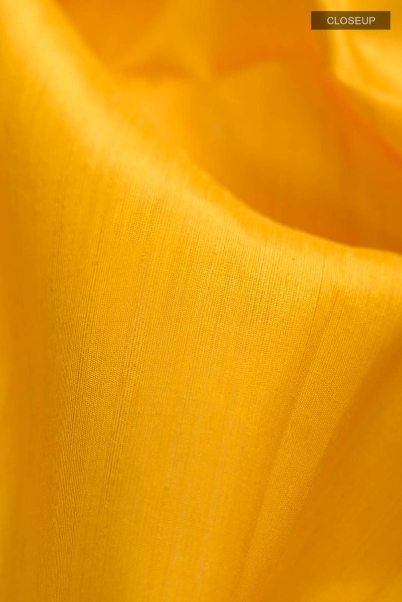 Yellow Raw Silk Saree - Image 3