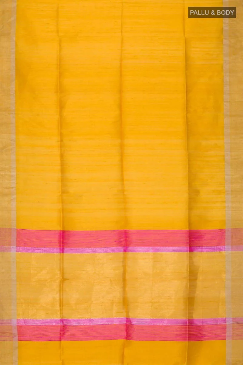 Yellow Raw Silk Saree - Image 4
