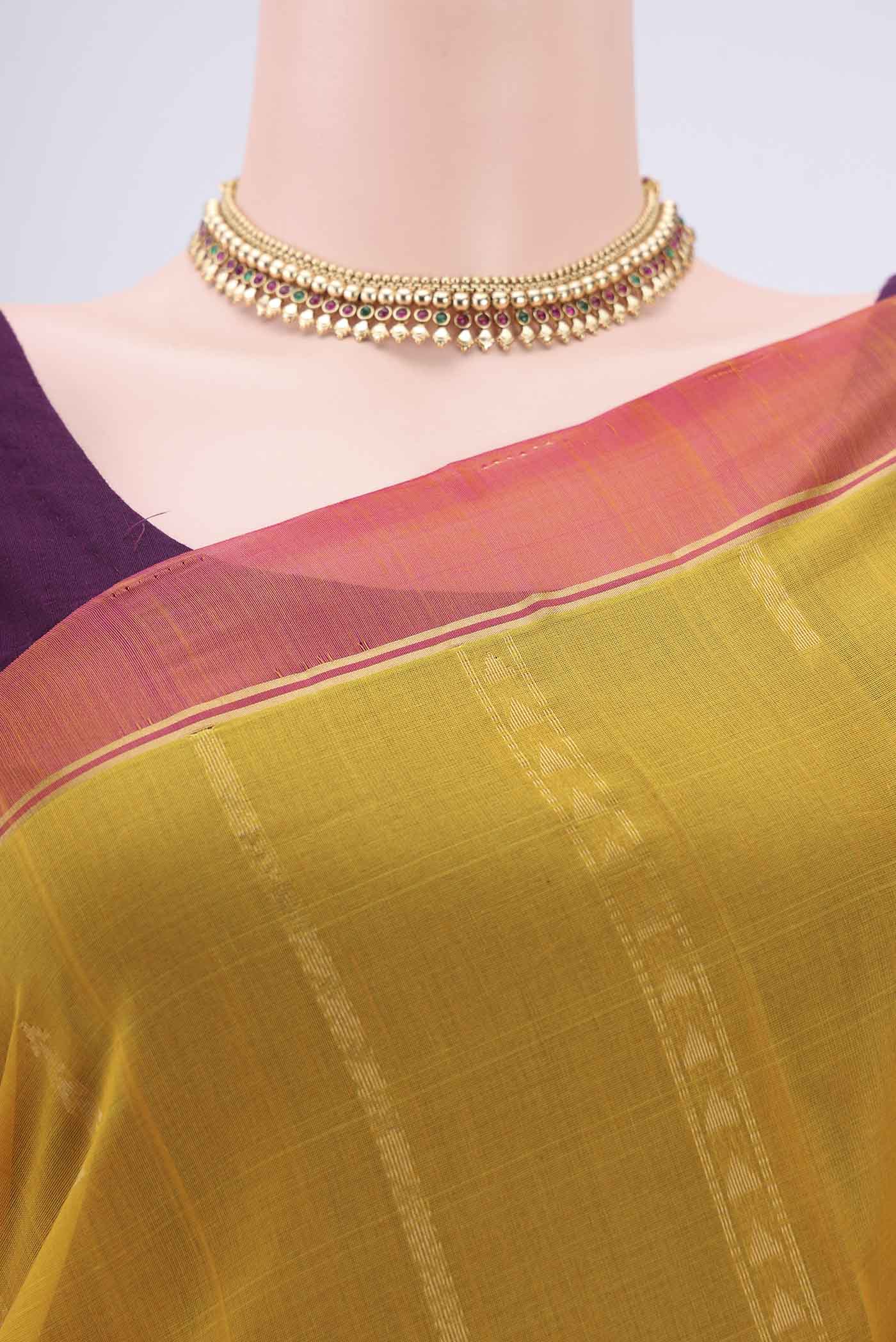 Yellow Silk Cotton Saree - Image 2