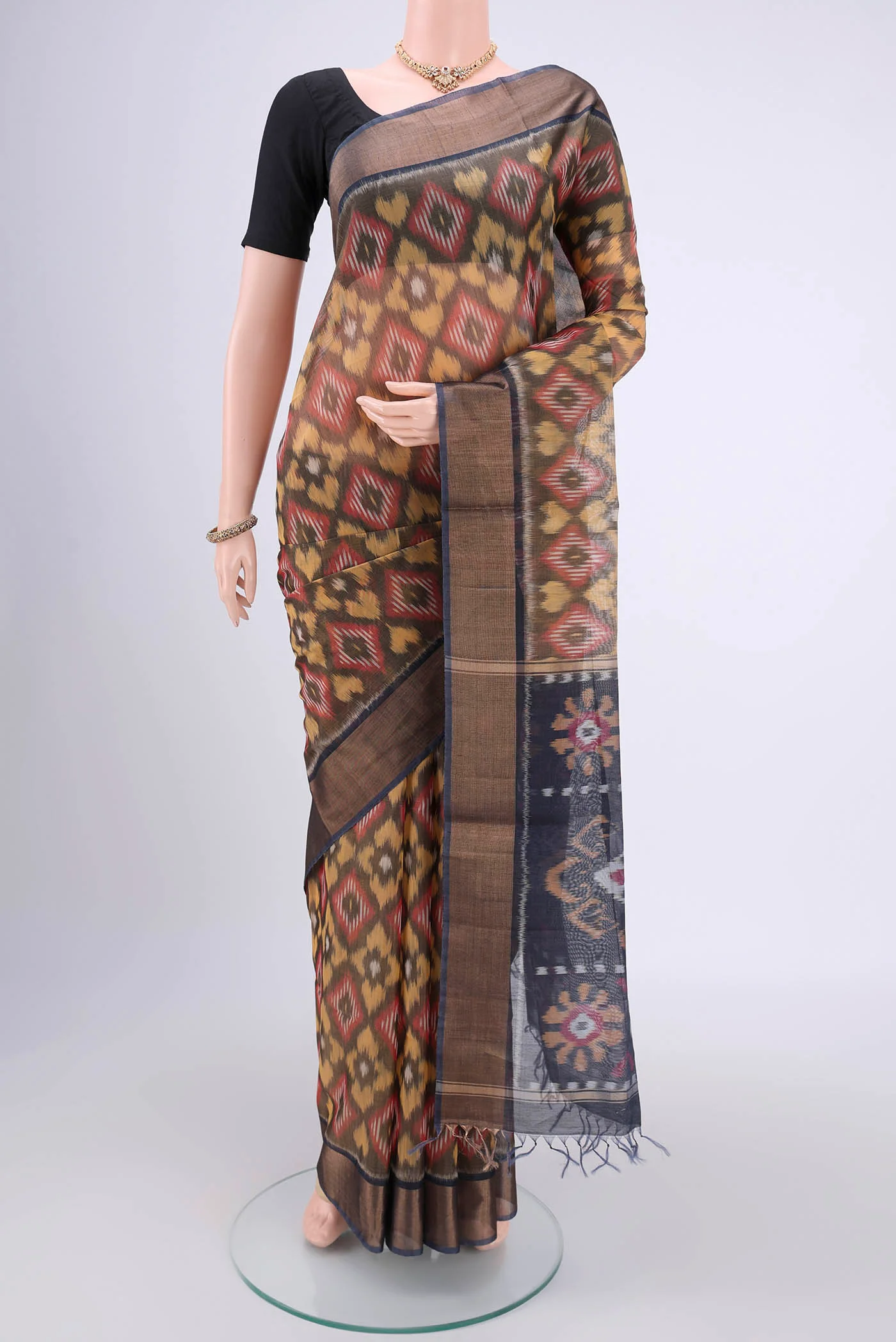 Grey Silk Cotton Saree
