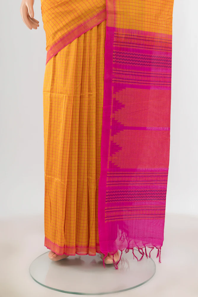 Yellow Silk Cotton Saree - Image 3