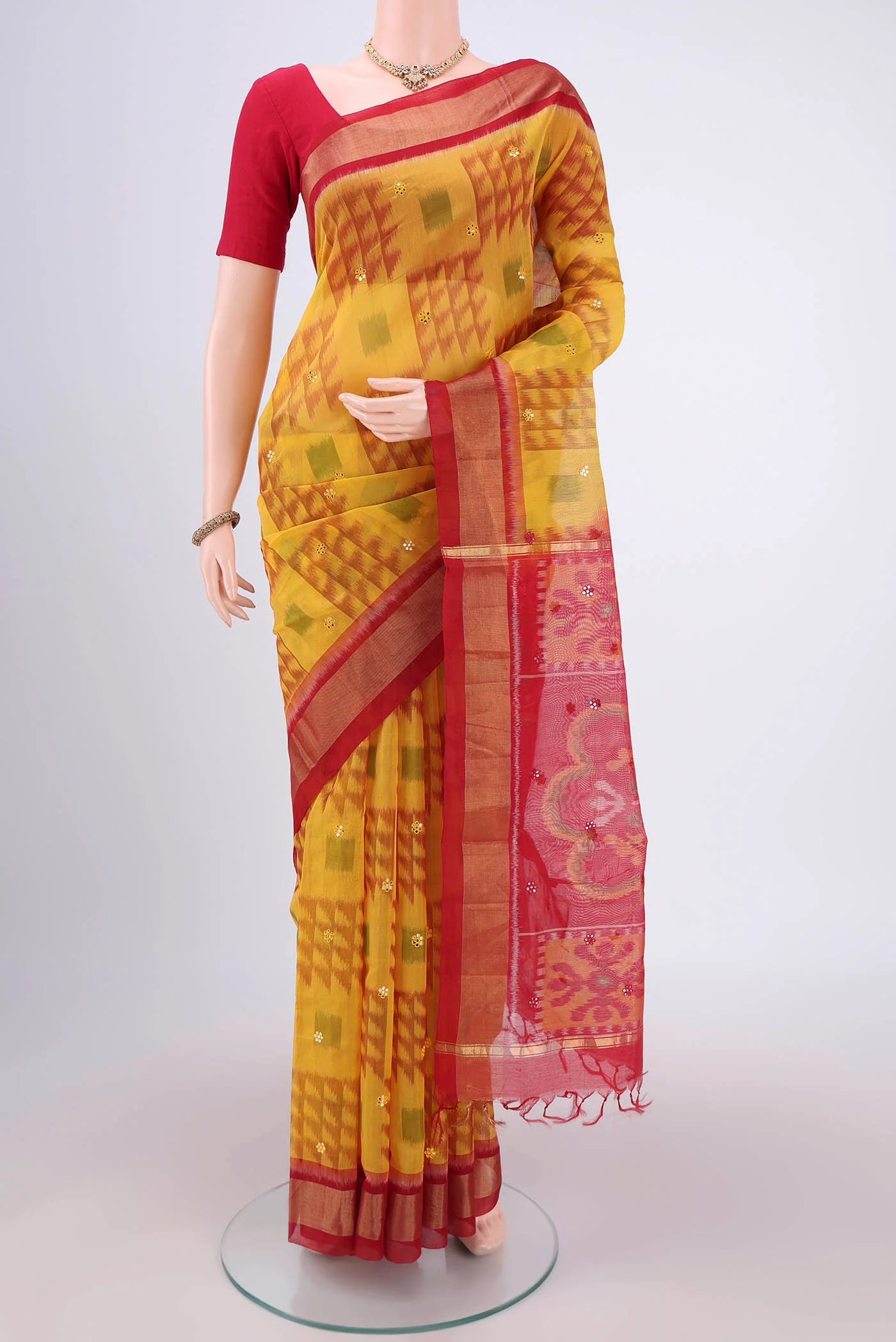 Yellow Silk Cotton Saree