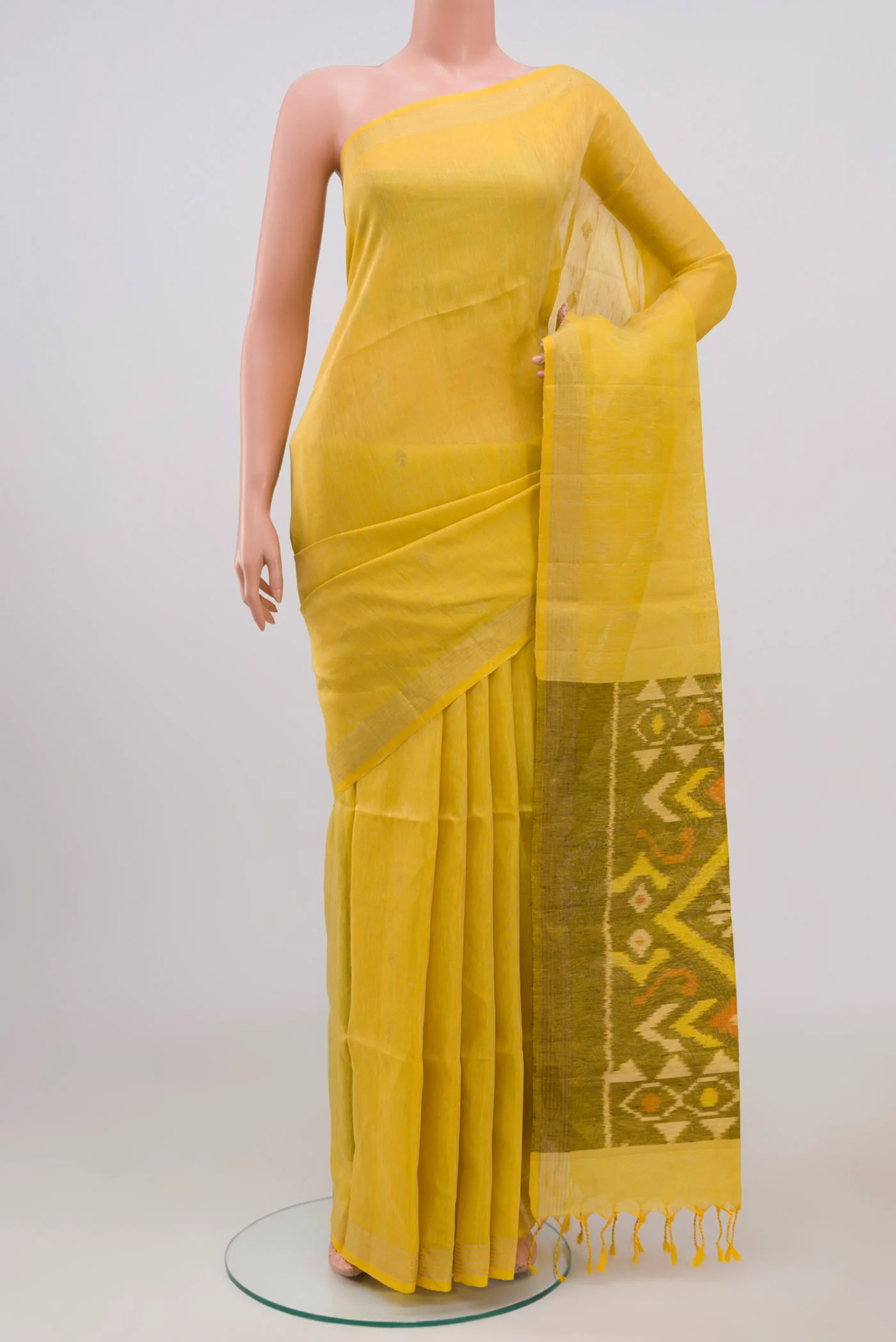 Lemon Yellow Soft Silk Saree
