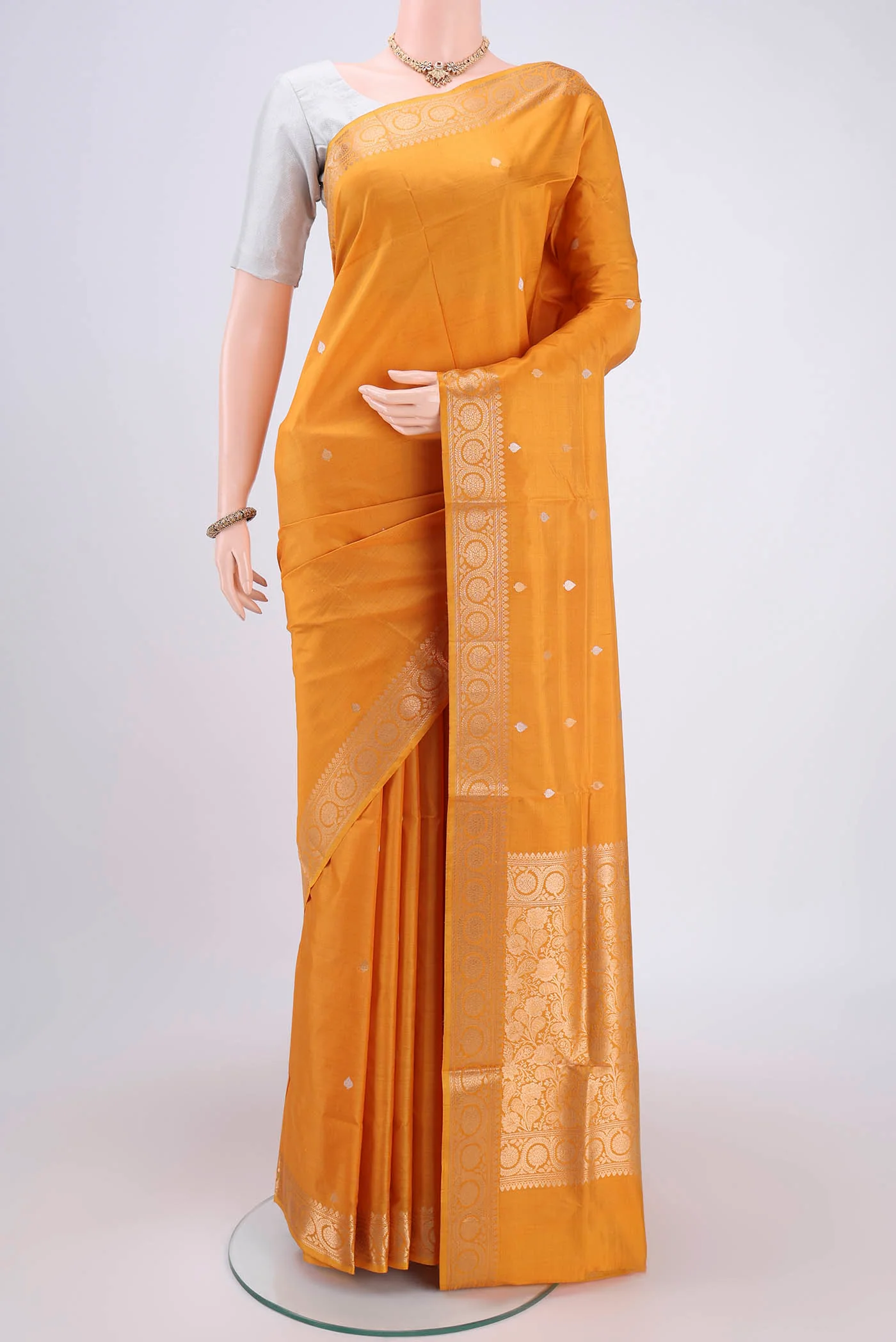 Yellow Banarasi Katan Silk Saree