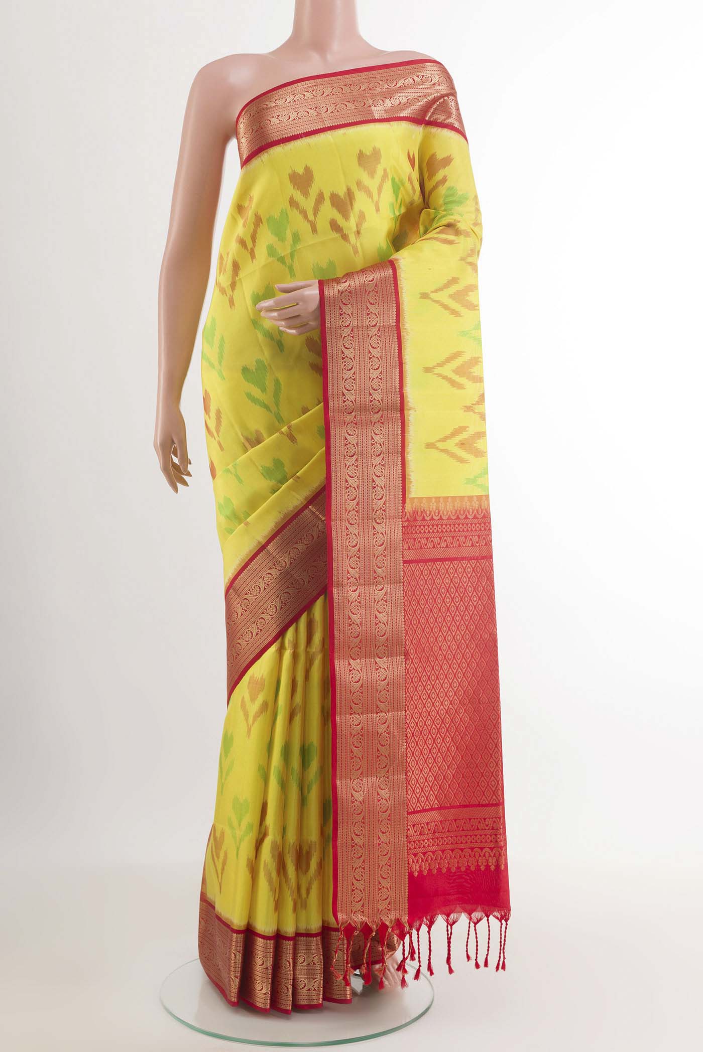 Lemon Yellow Soft Silk Saree