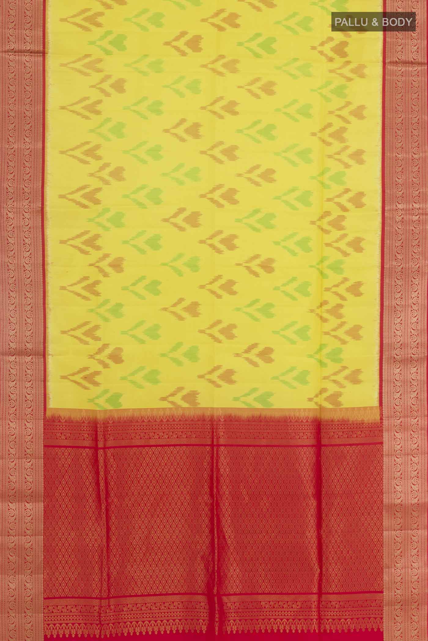 Lemon Yellow Soft Silk Saree - Image 3