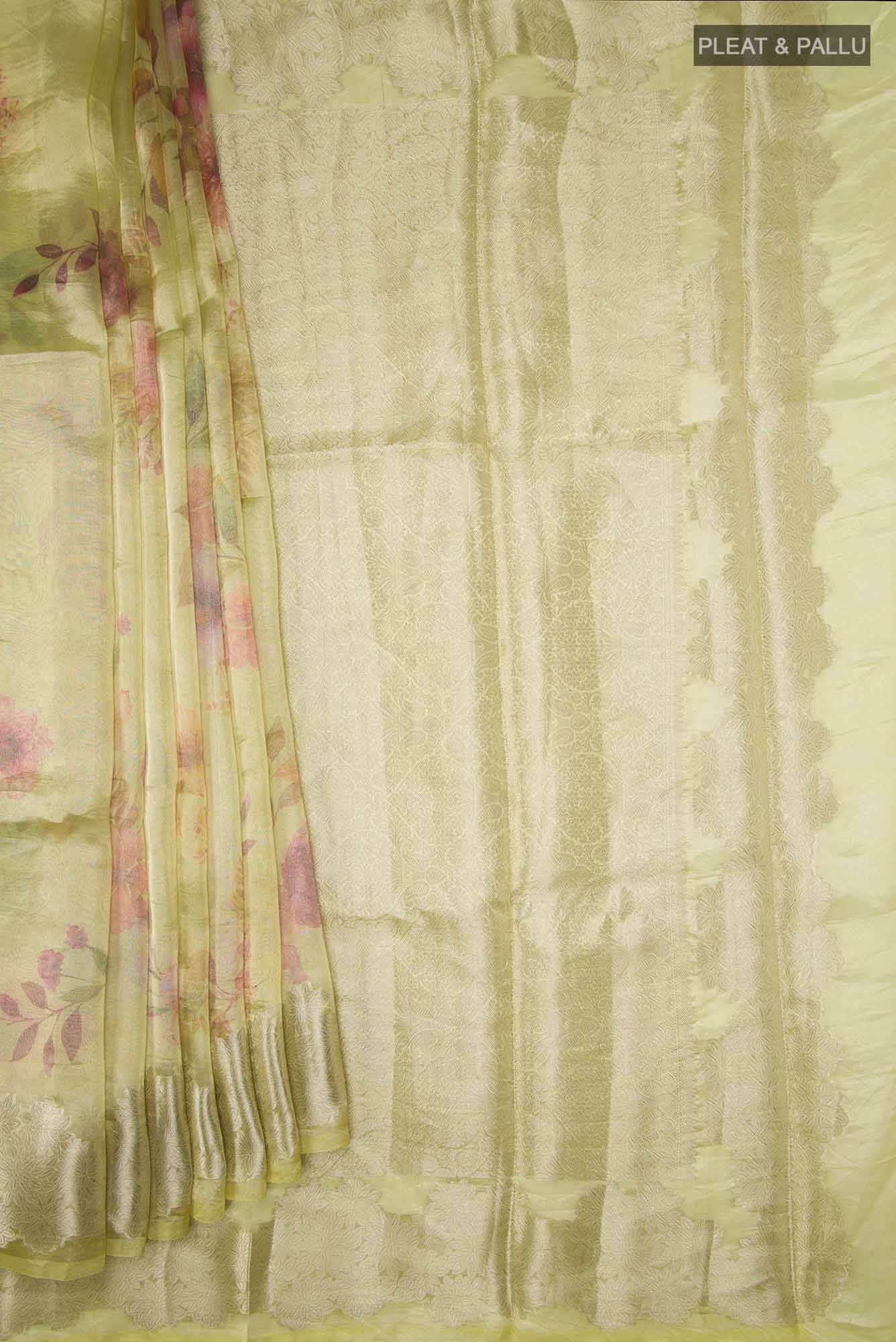 Yellow Tissue Silk Saree - Image 7