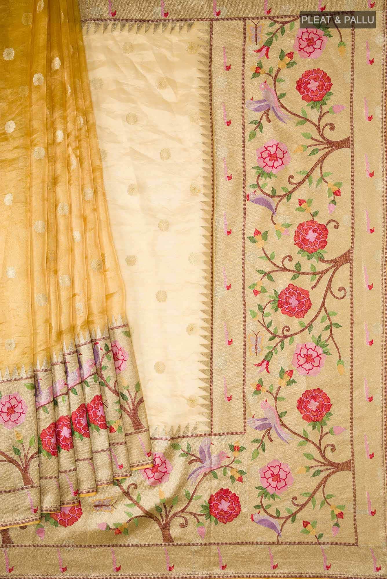 Yellow Tissue Silk Saree - Image 2