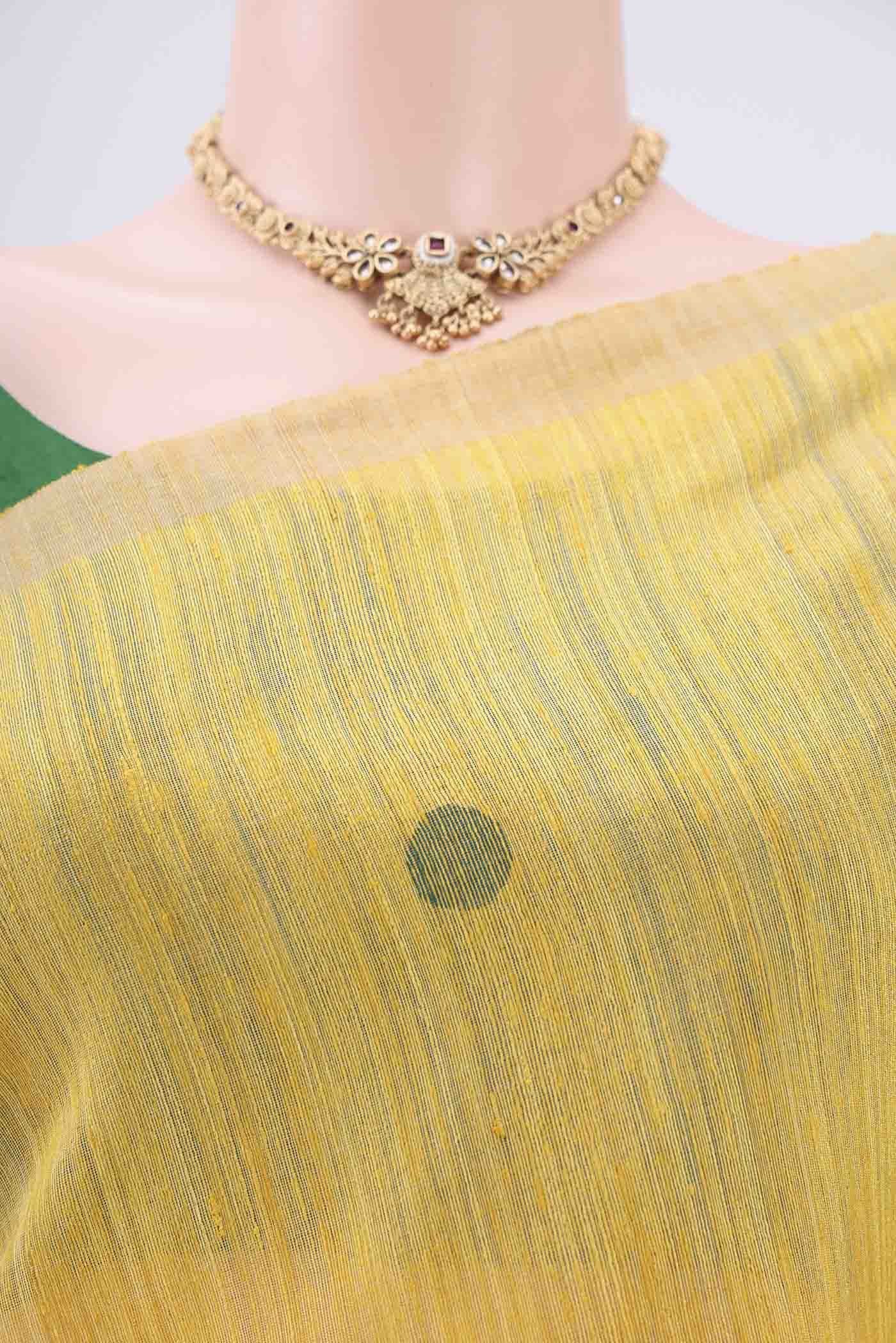 Yellow Jute Silk Saree - Image 2