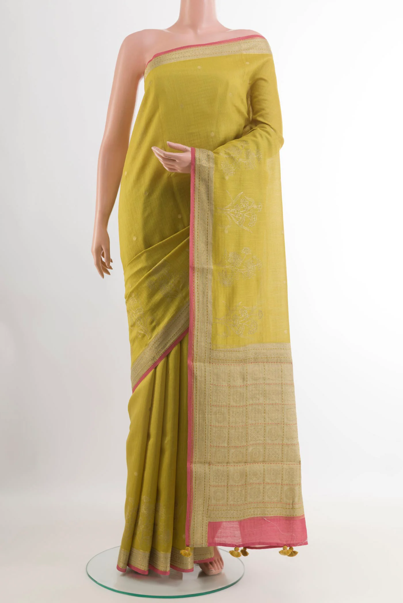Yellow Tussar Silk Saree