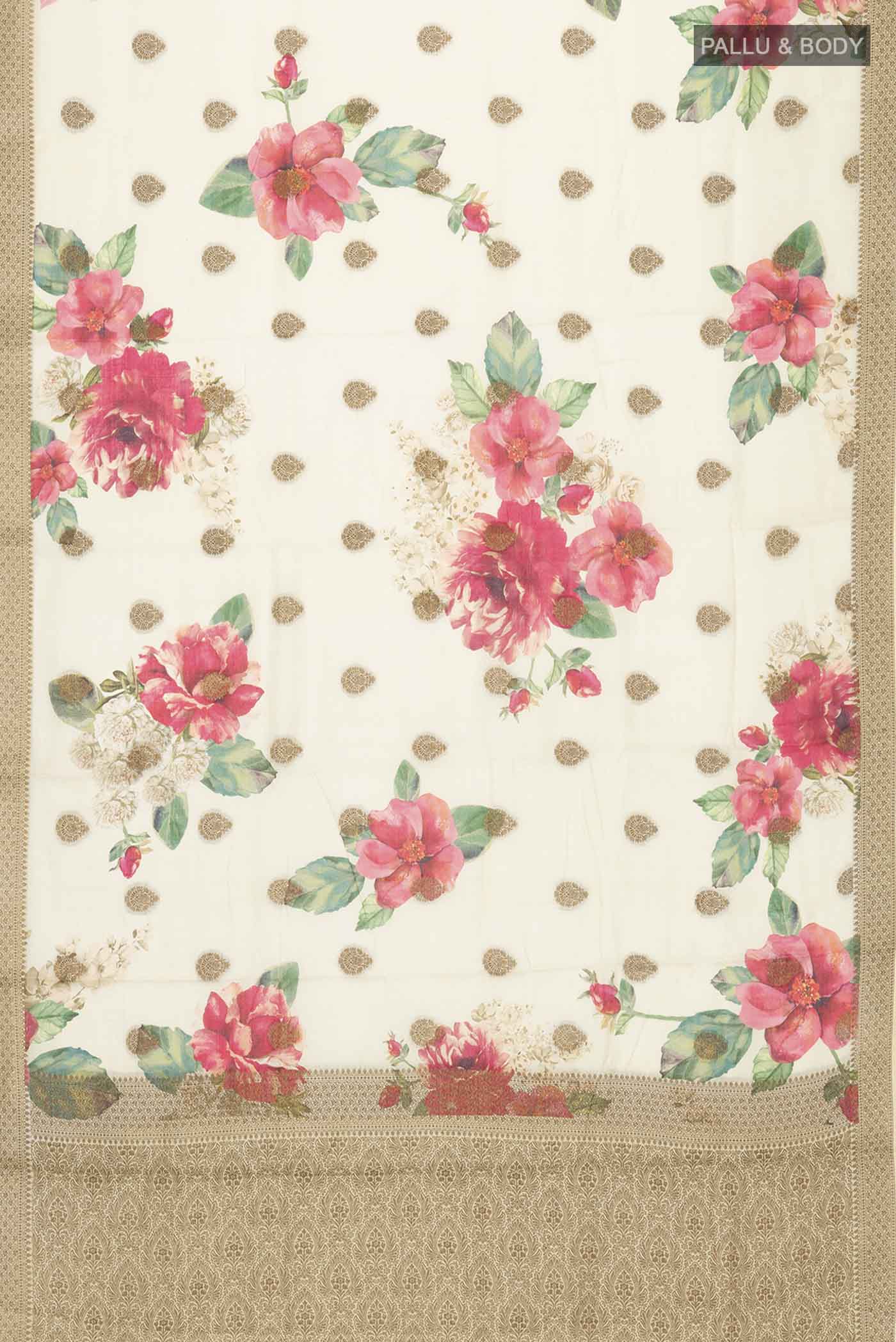 Cream Banarasi Tussar Silk Saree - Image 5