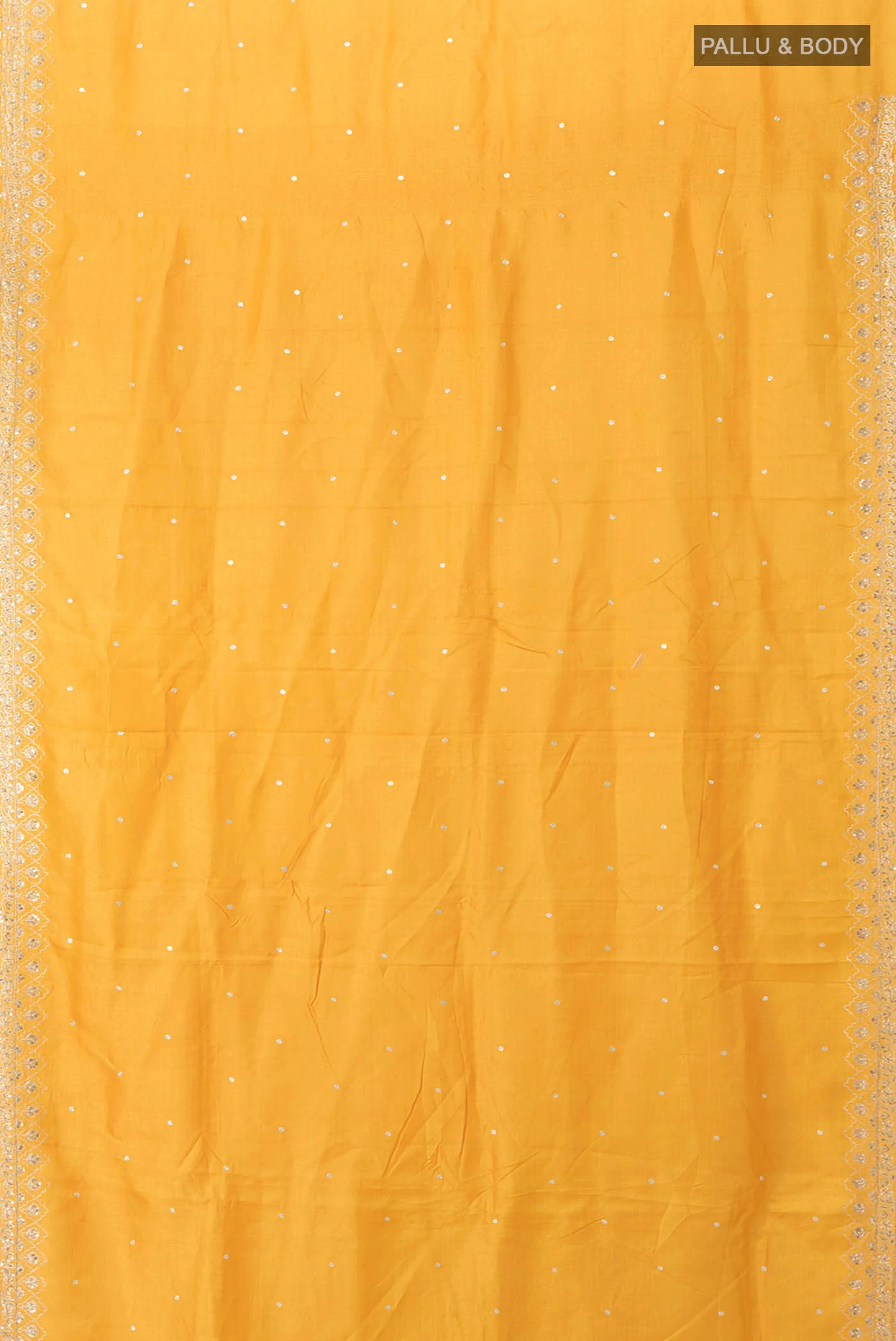 Yellow Tussar Silk Saree - Image 5