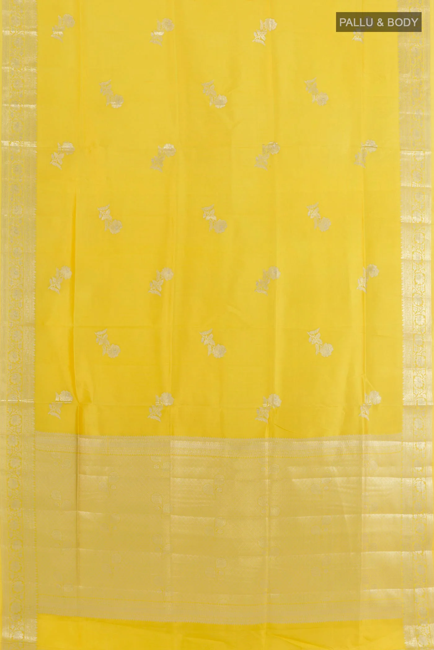 Yellow Banarasi Raw Silk Saree - Image 3