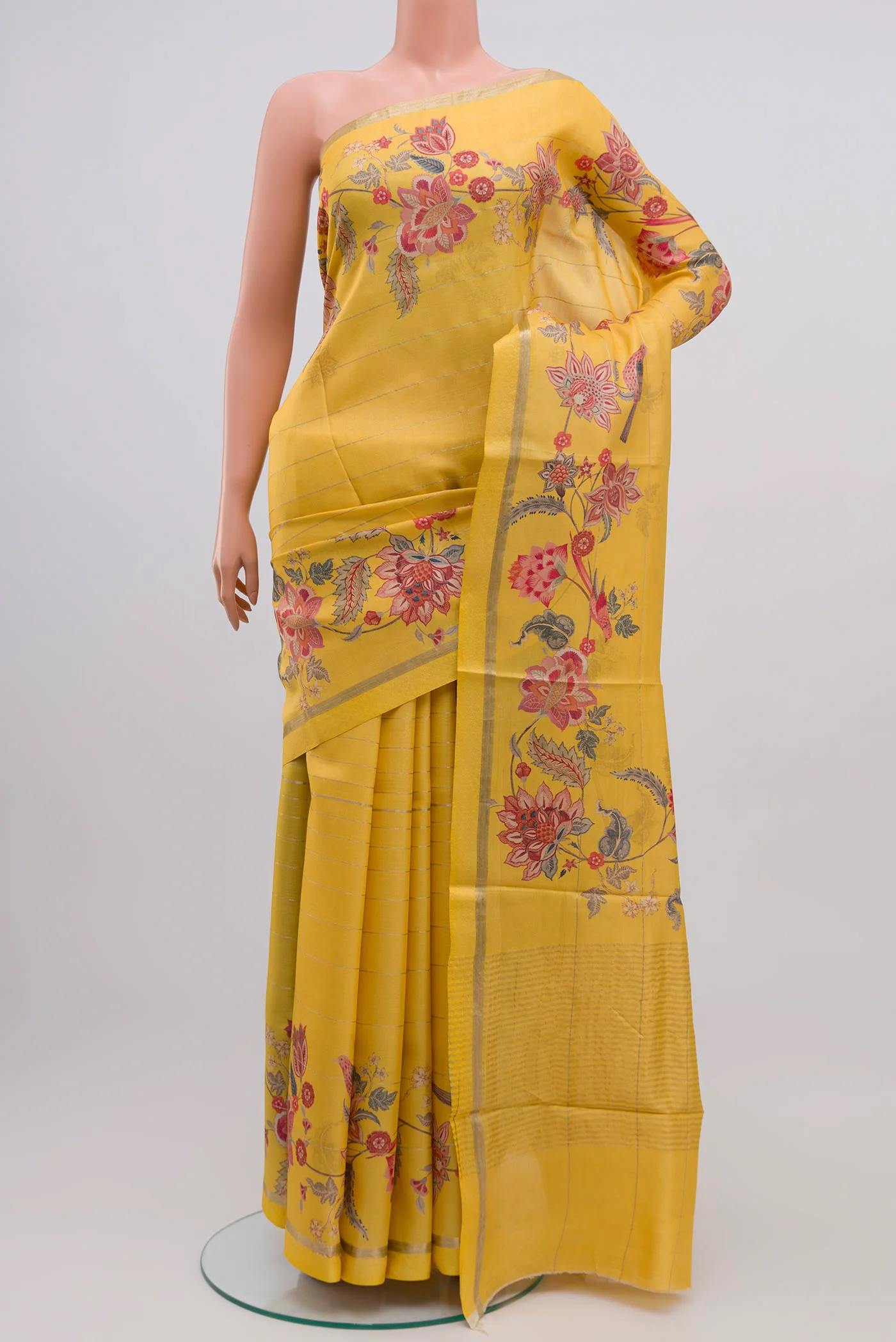 Yellow Tussar Silk Saree