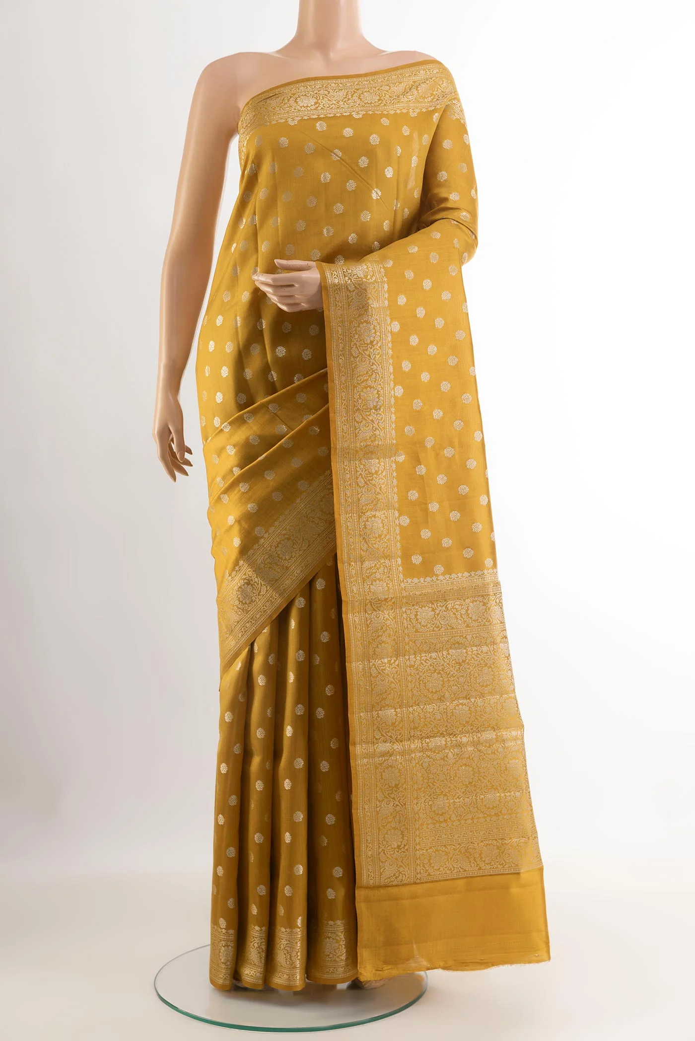 Mustard Banarasi Raw Silk Saree