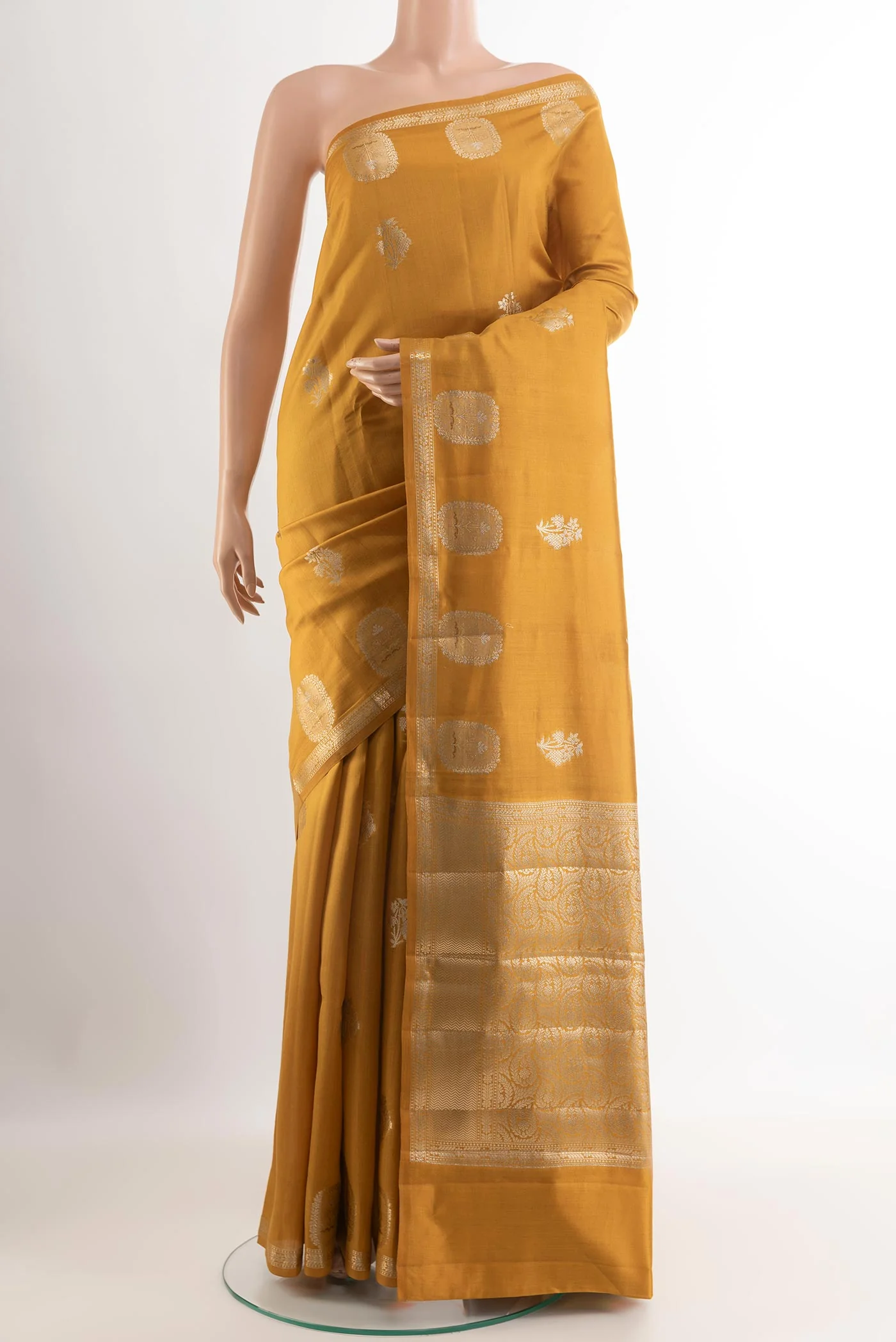 Yellow Banarasi Raw Silk Saree