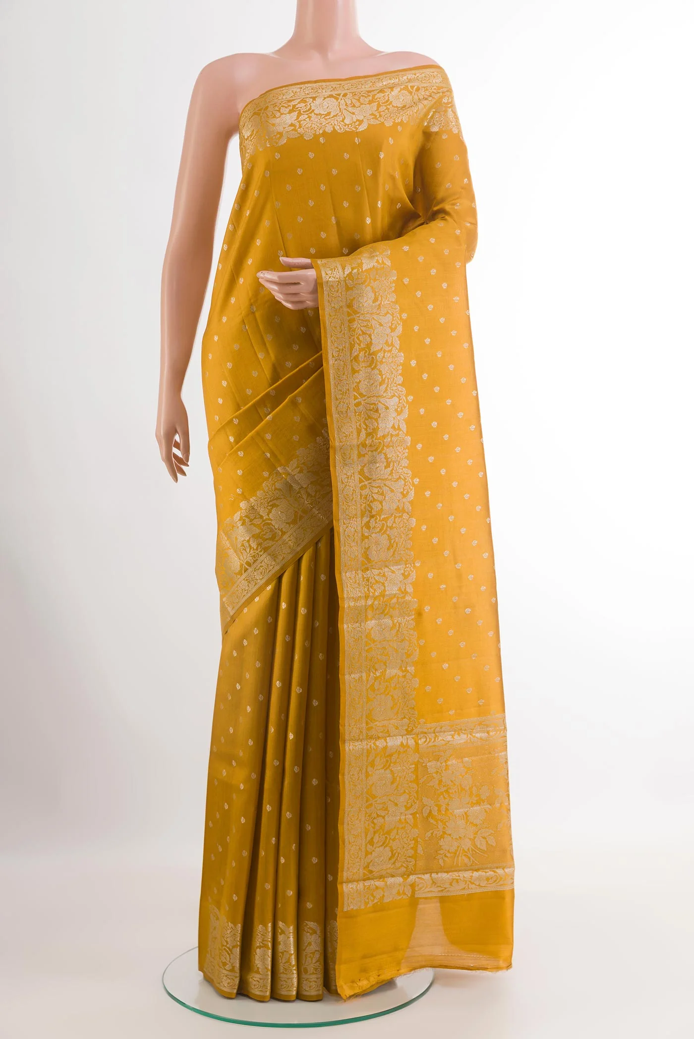 Mustard Banarasi Raw Silk Saree