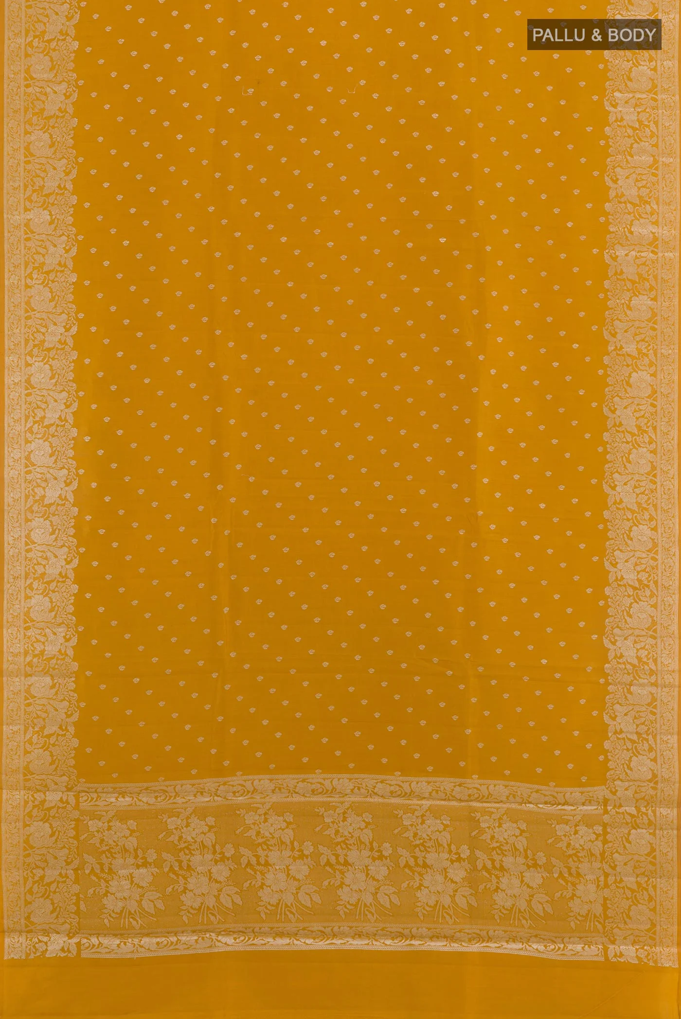 Mustard Banarasi Raw Silk Saree - Image 3