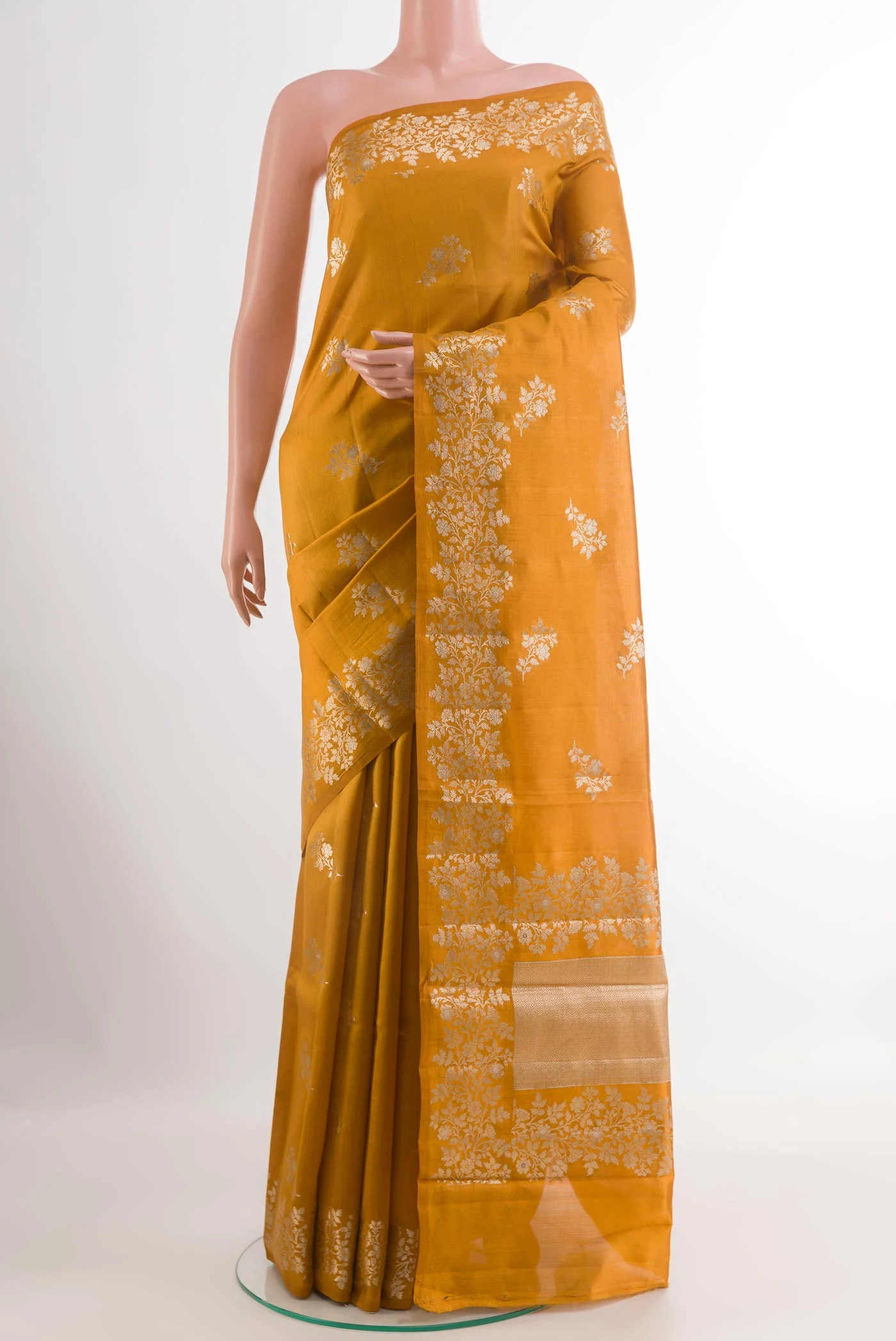 Mustard Banarasi Raw Silk Saree