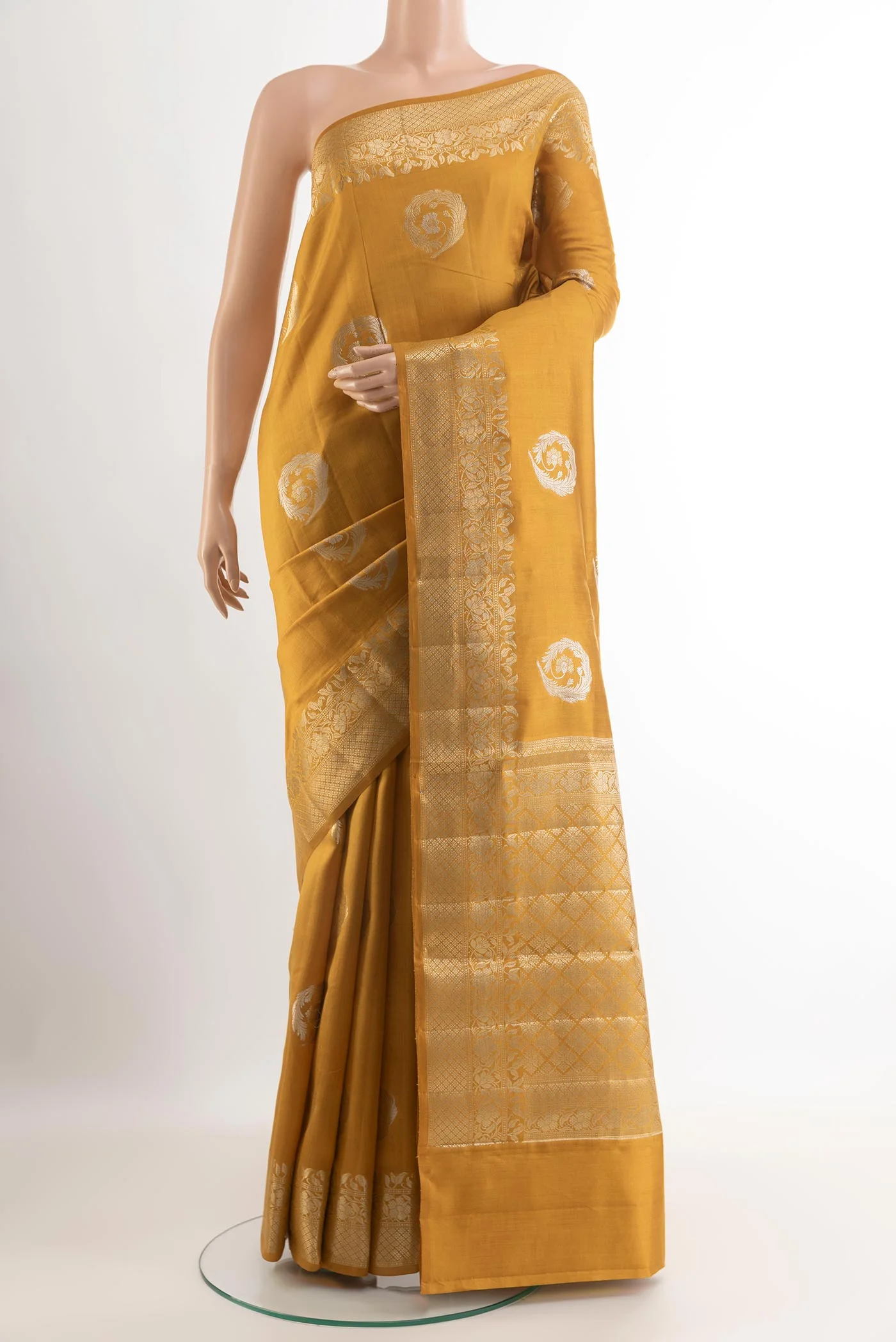 Yellow Banarasi Raw Silk Saree