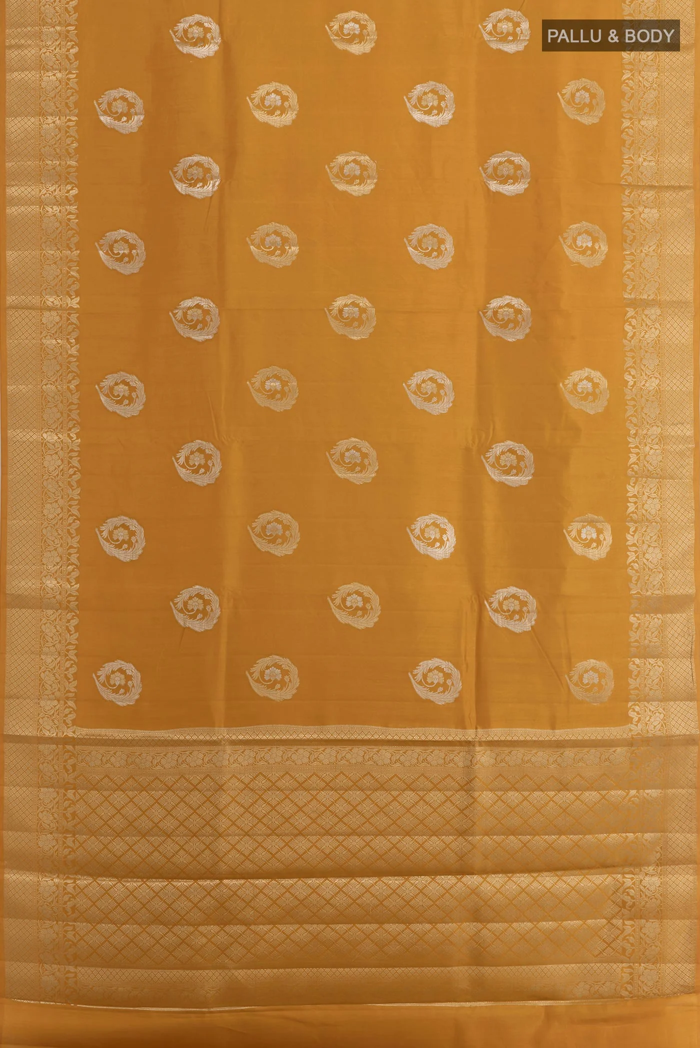 Yellow Banarasi Raw Silk Saree - Image 3
