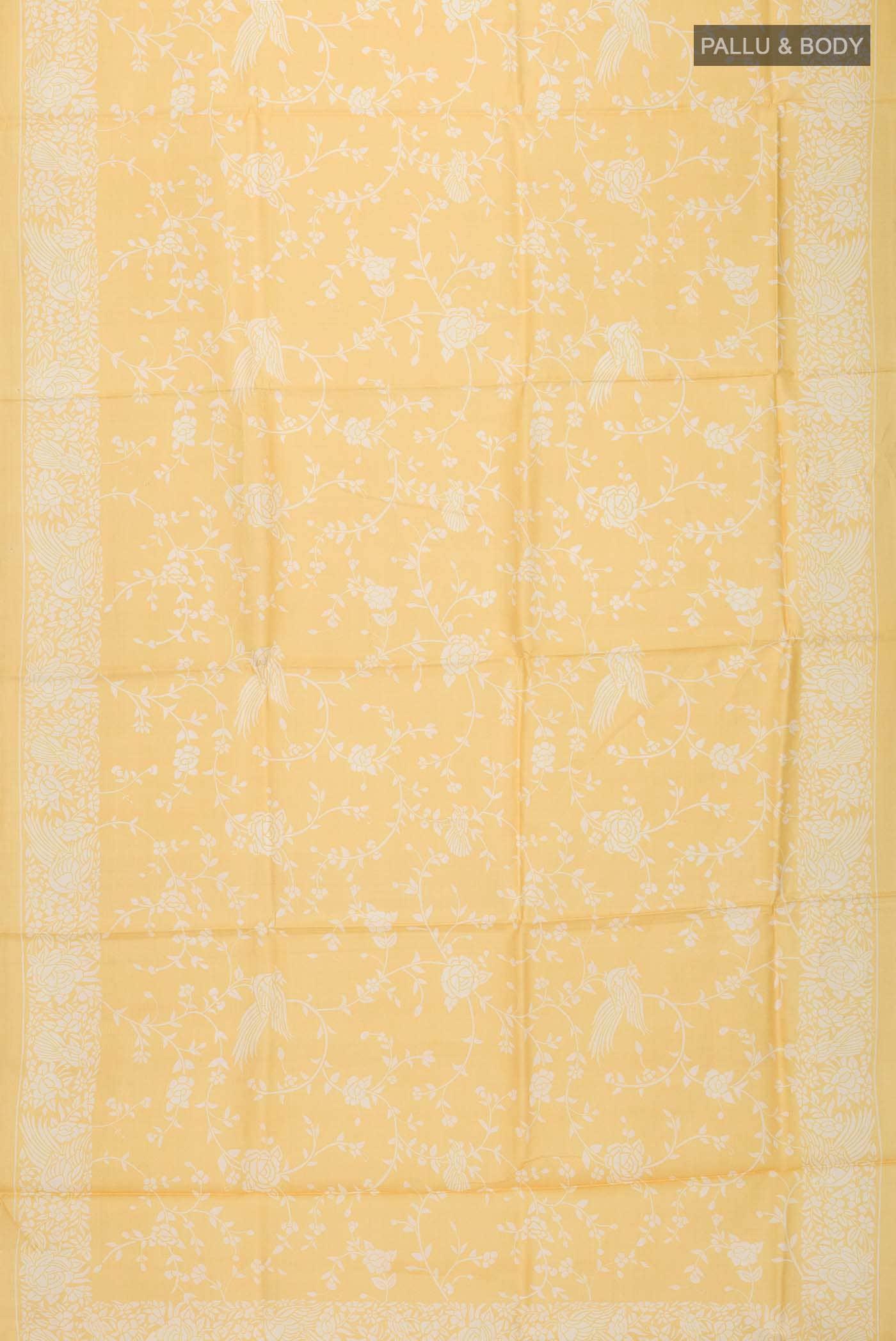 Yellow Tussar Silk Saree - Image 3