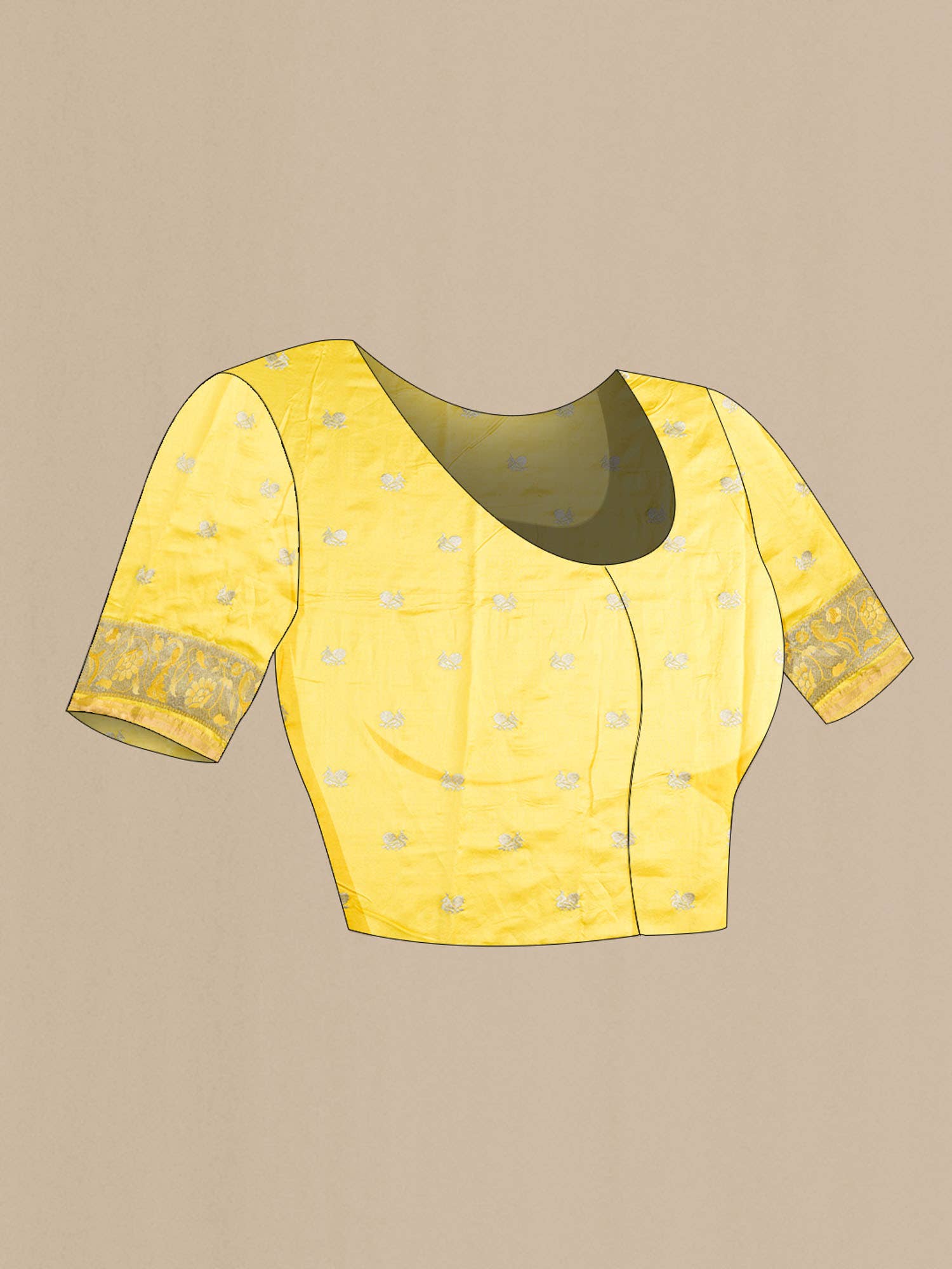 Yellow Tussar Silk Saree - Image 5