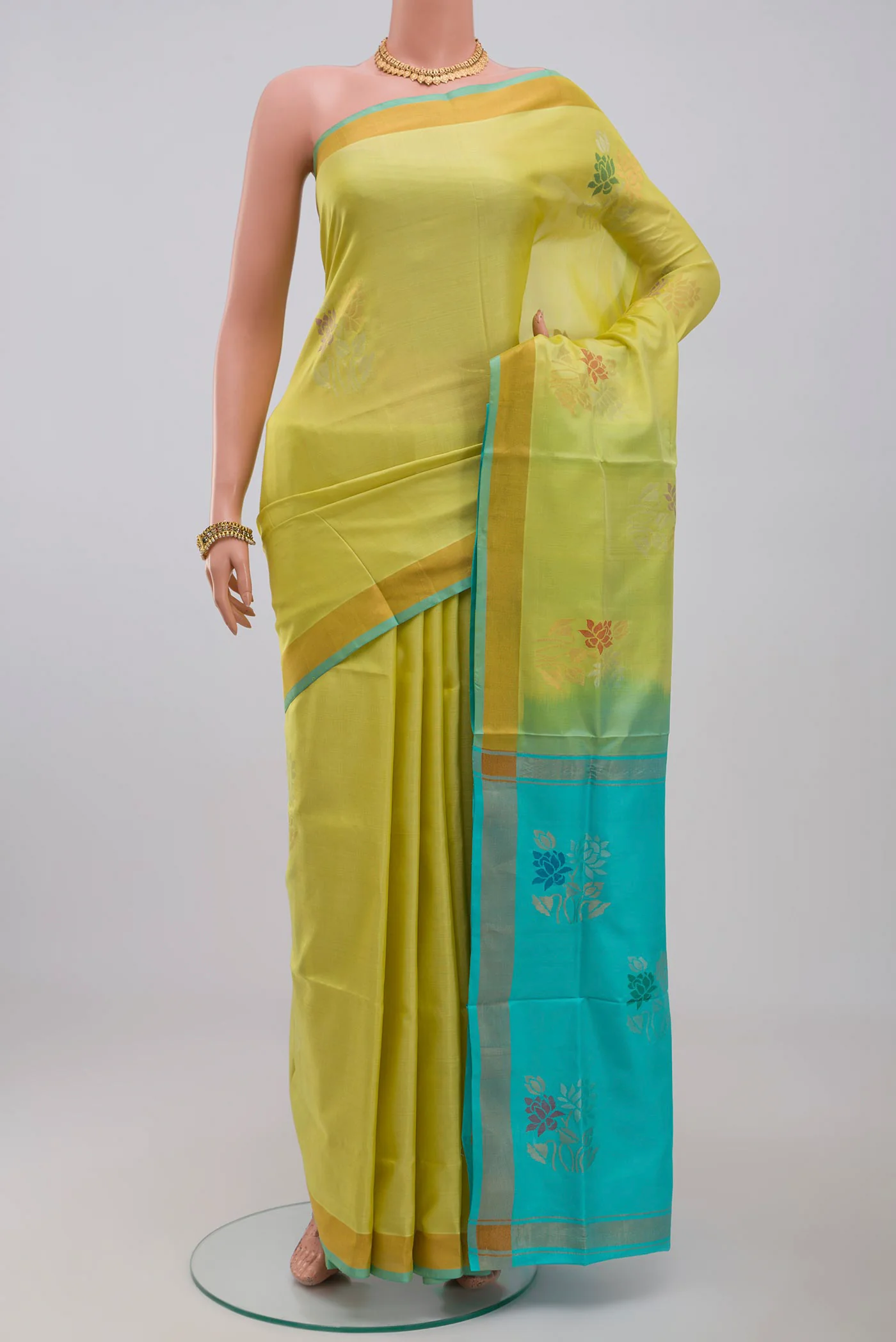 Lemon Yellow Uppada Silk Saree