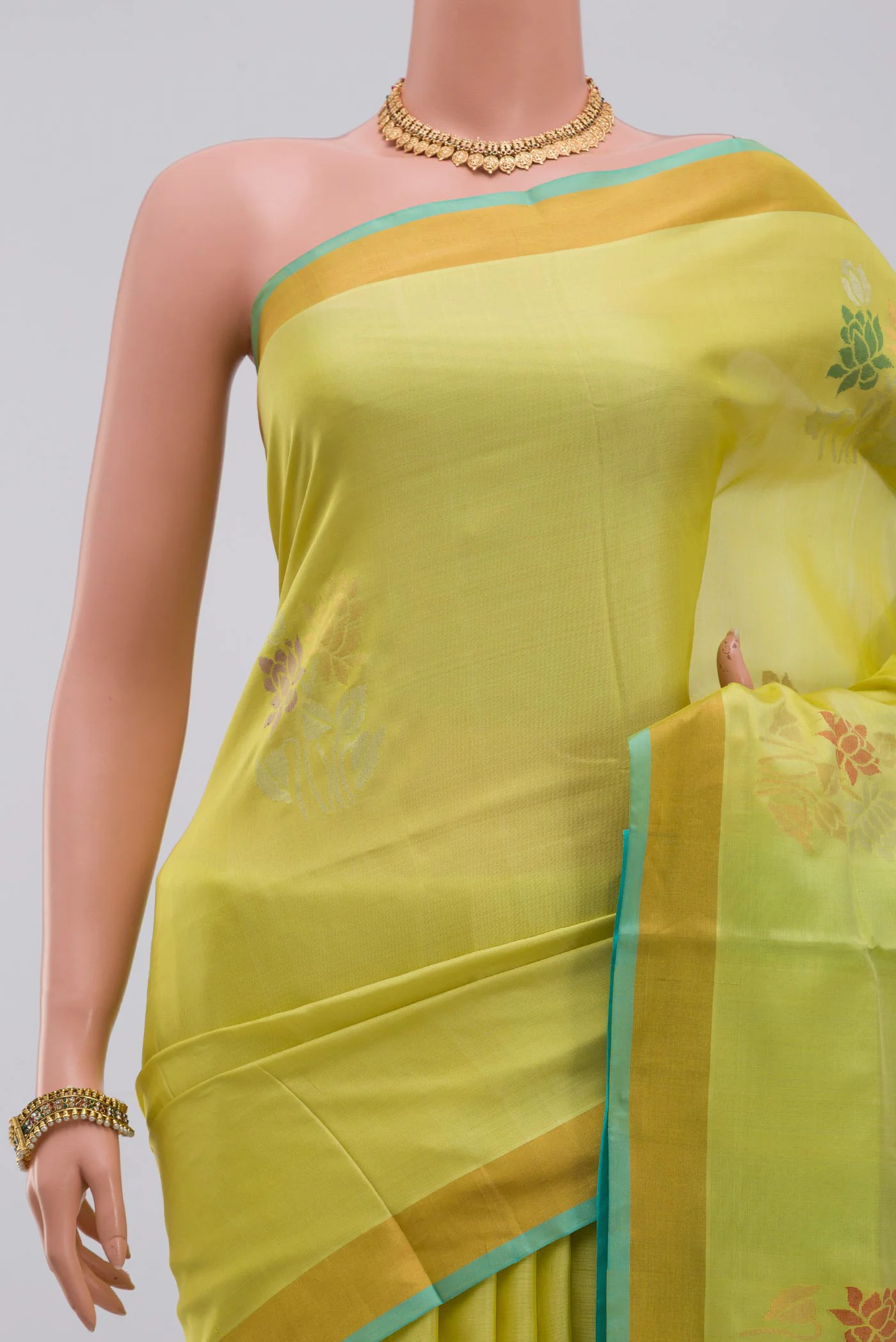 Lemon Yellow Uppada Silk Saree - Image 2
