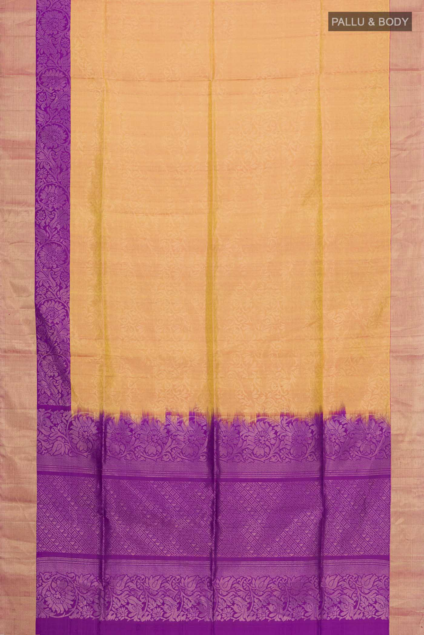 Yellow with Pink Color Soft Silk Saree - Image 5