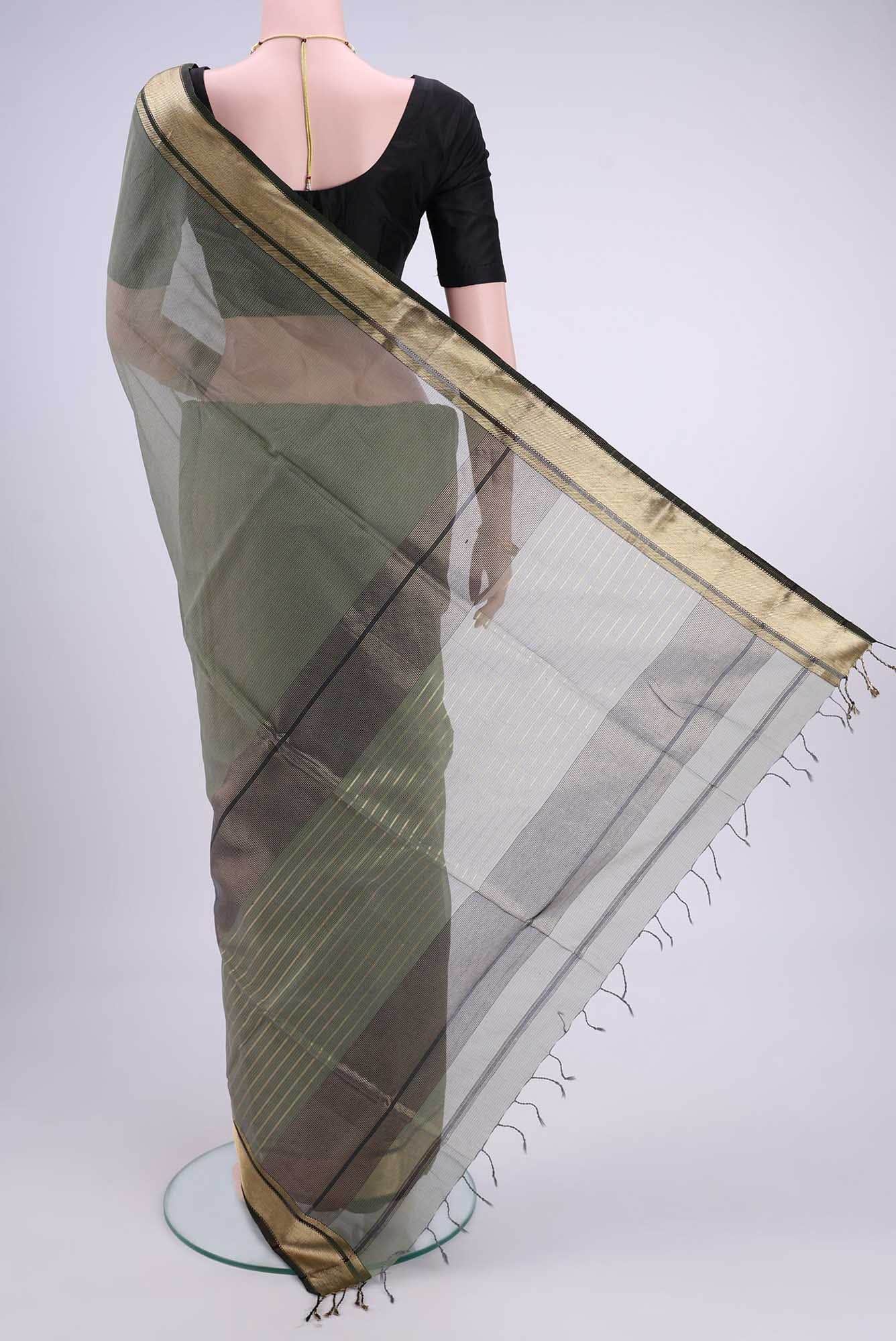 yes Dual Tone Maheshwari Silk Cotton Saree - Image 2