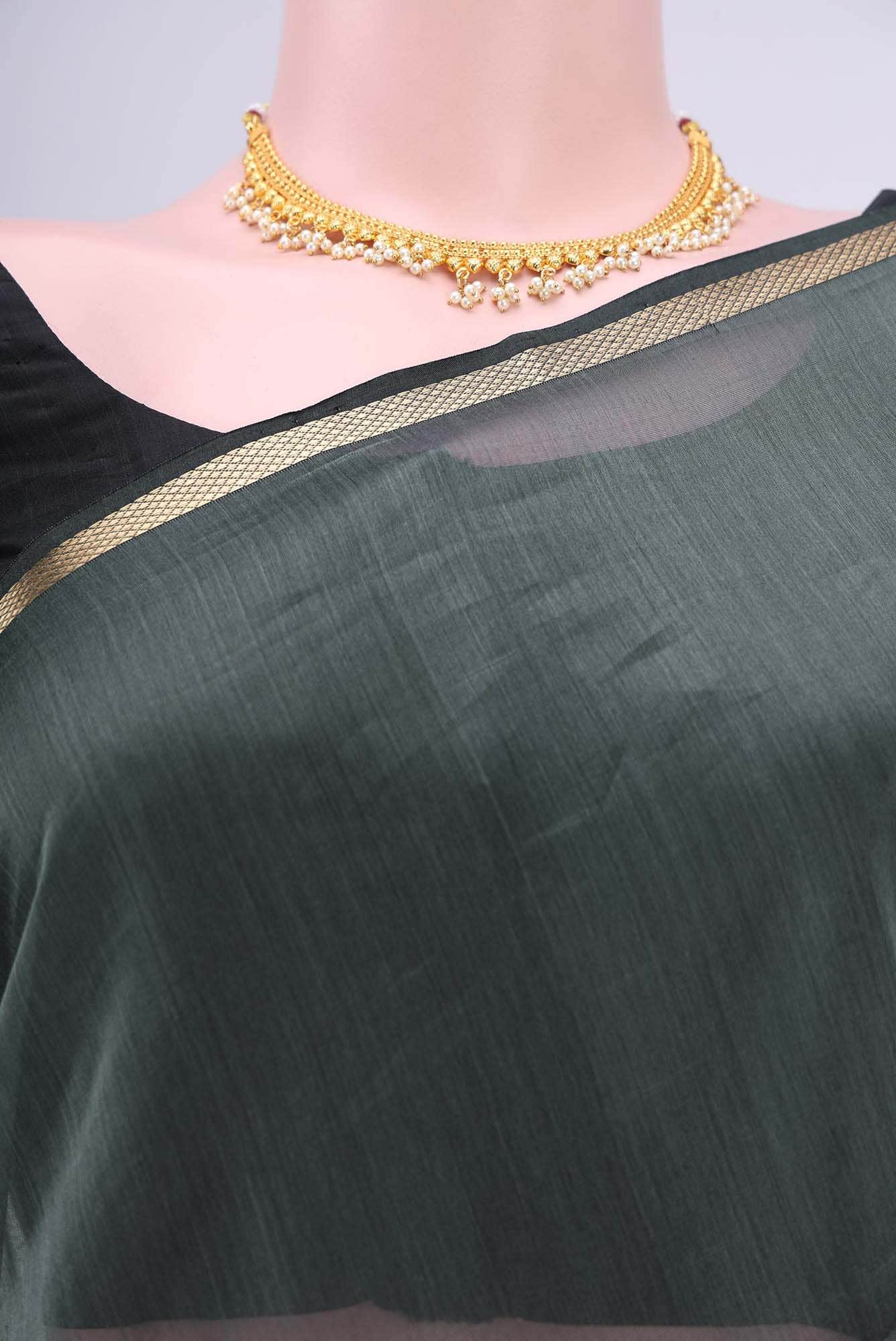 yes Dual Tone Maheshwari Silk Cotton Saree - Image 3